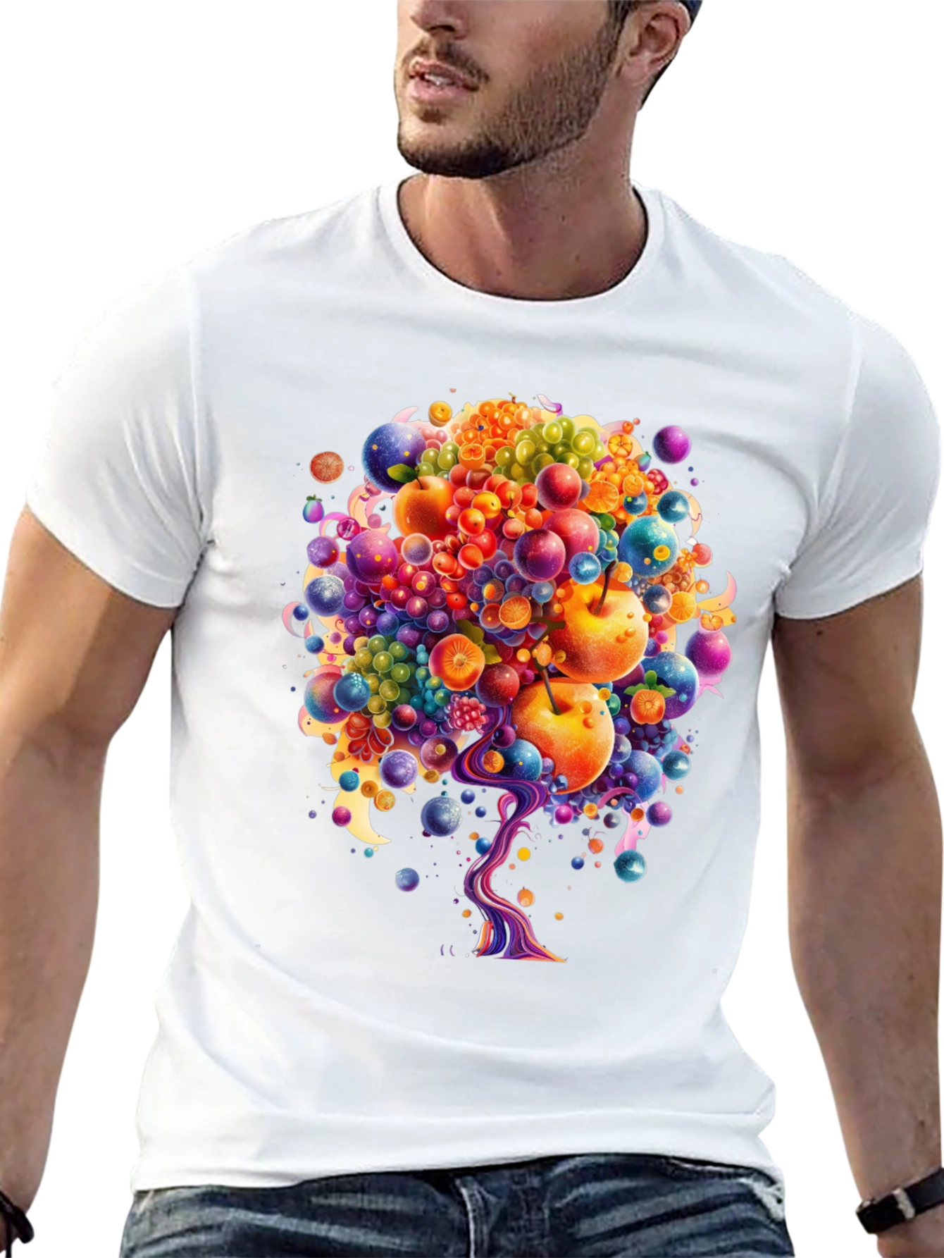 Fruitful Vision T-Shirt: Abstract Fruit Tree Design