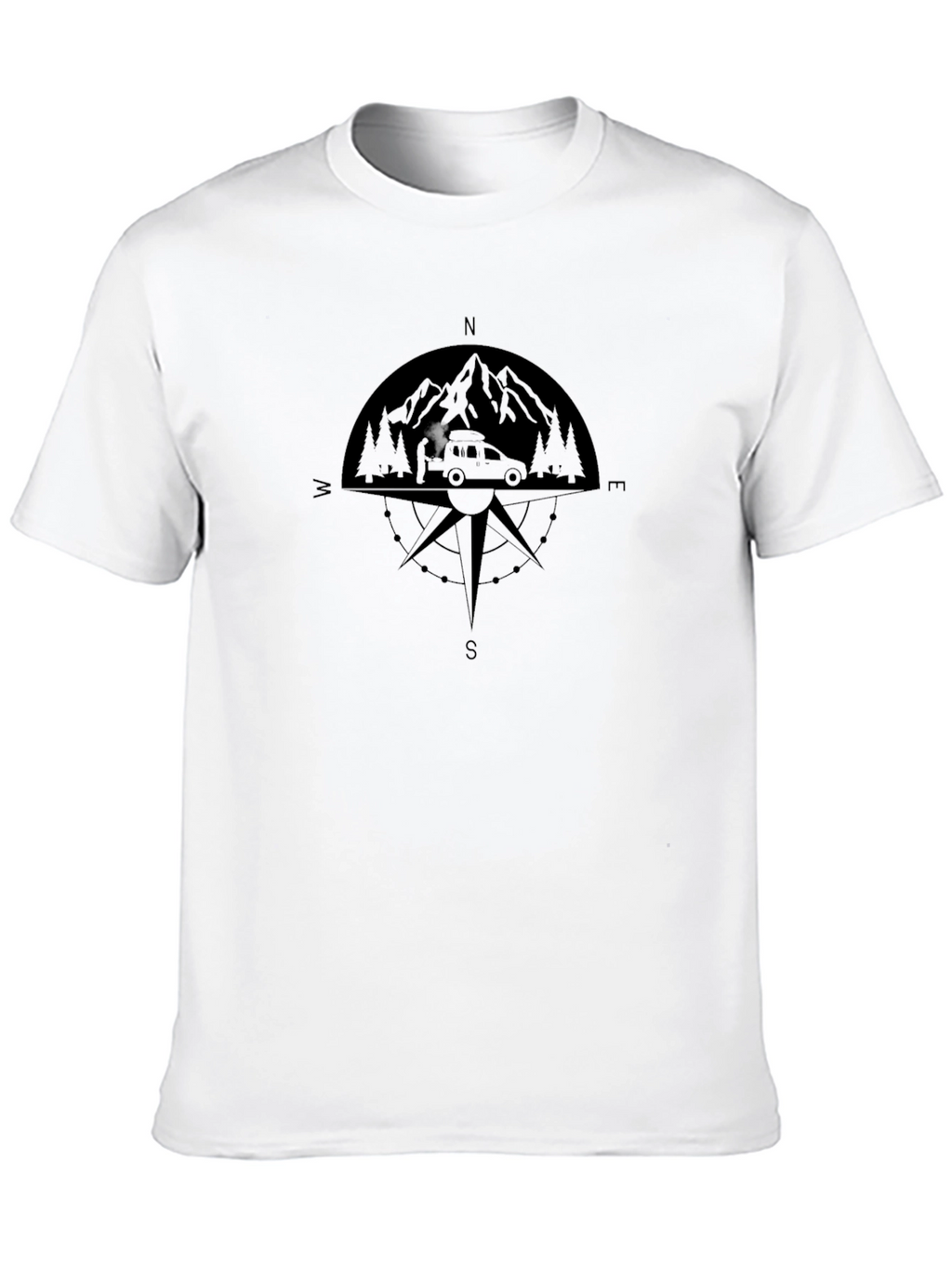 Compass Mountain Adventure Black T-Shirt