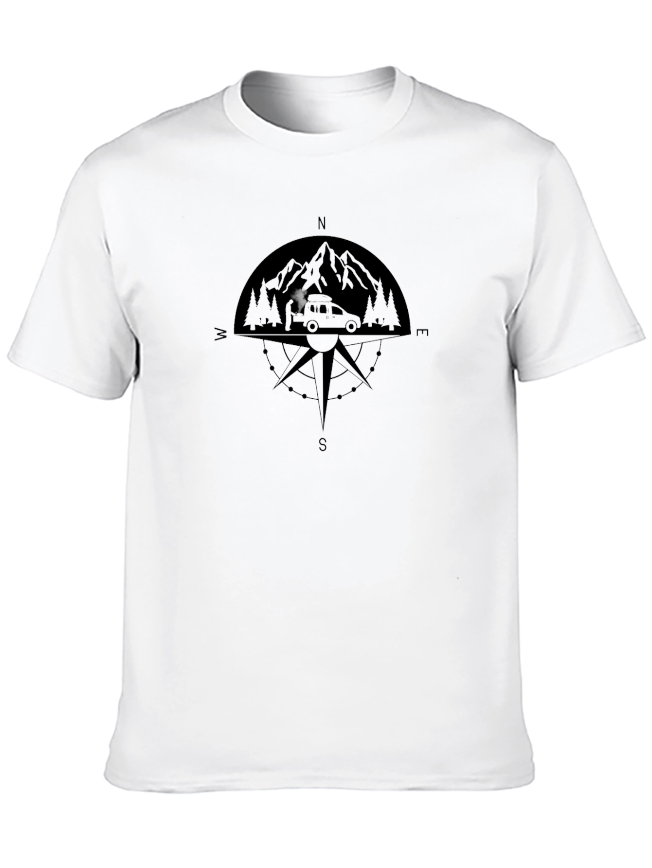 Compass Mountain Adventure Black T-Shirt
