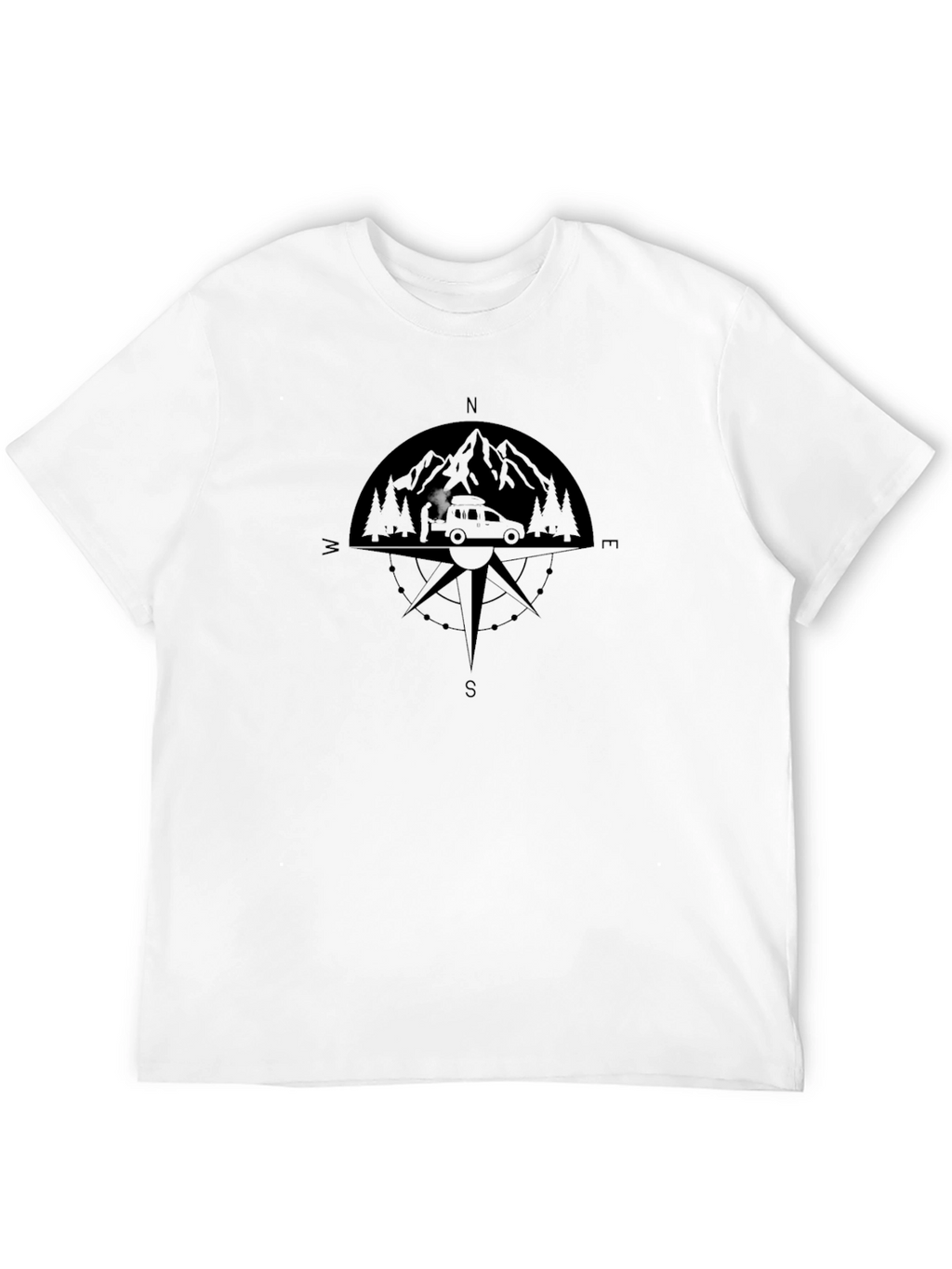 Compass Mountain Adventure Black T-Shirt