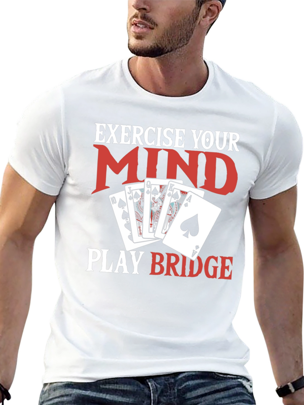 Exercise Your Mind Play Bridge Black T-Shirt