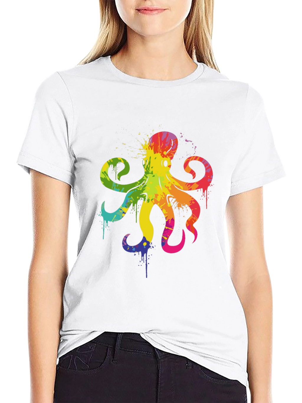 Rainbow Octopus Graphic T-Shirt - Mens Black Tee
