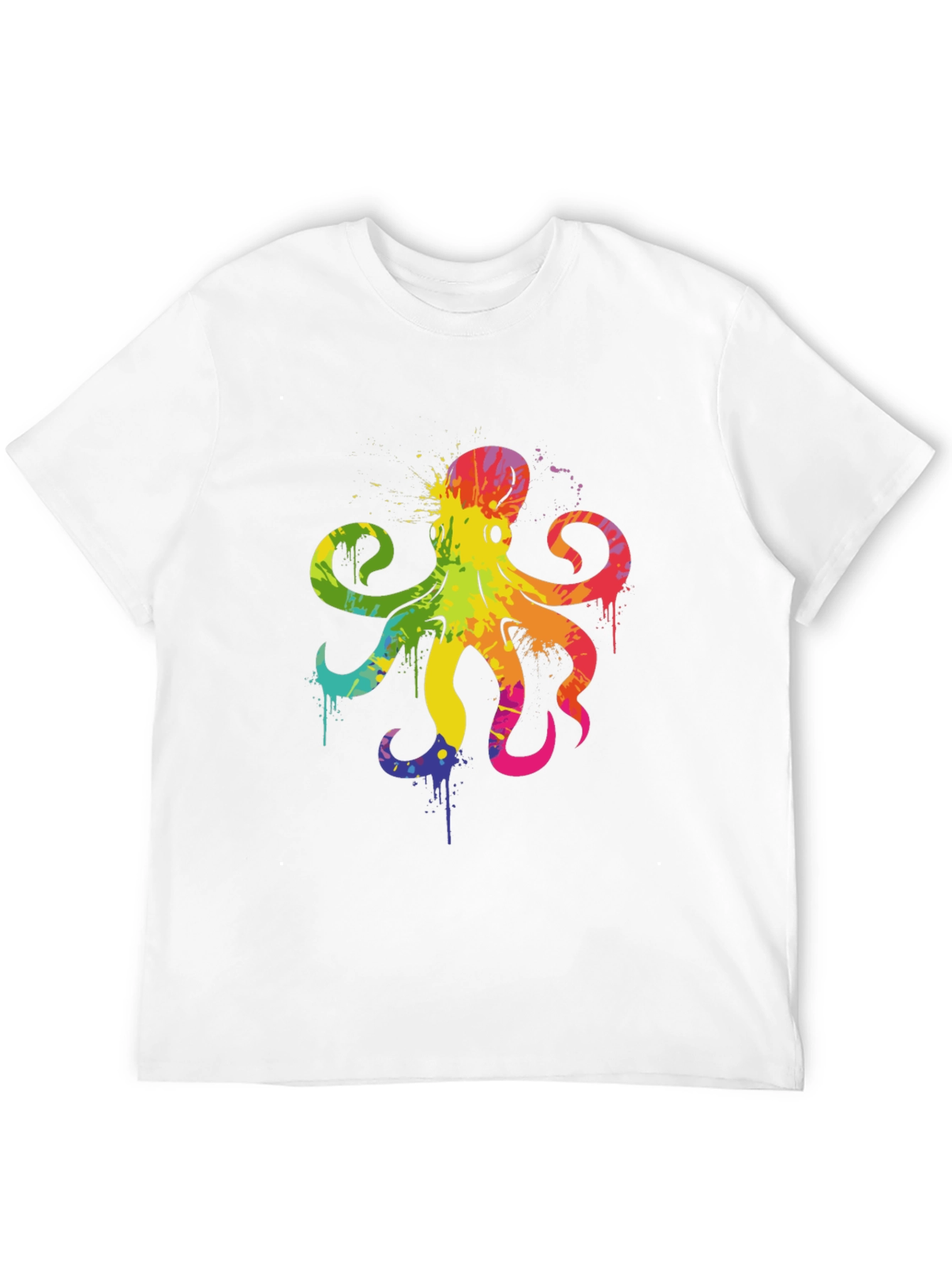 Rainbow Octopus Graphic T-Shirt - Mens Black Tee