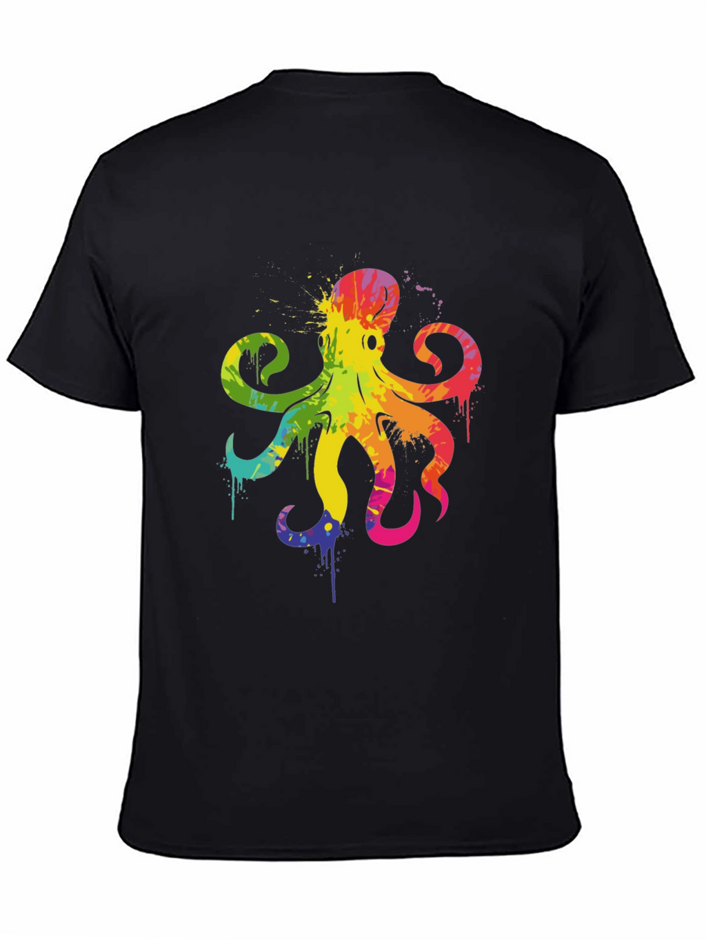 Rainbow Octopus Graphic T-Shirt - Mens Black Tee