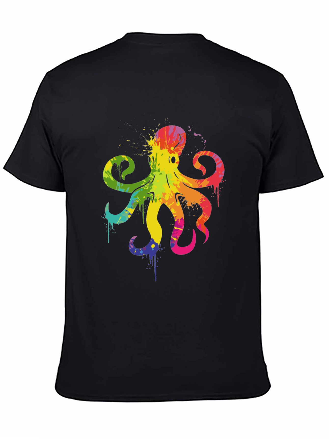 Rainbow Octopus Graphic T-Shirt - Mens Black Tee