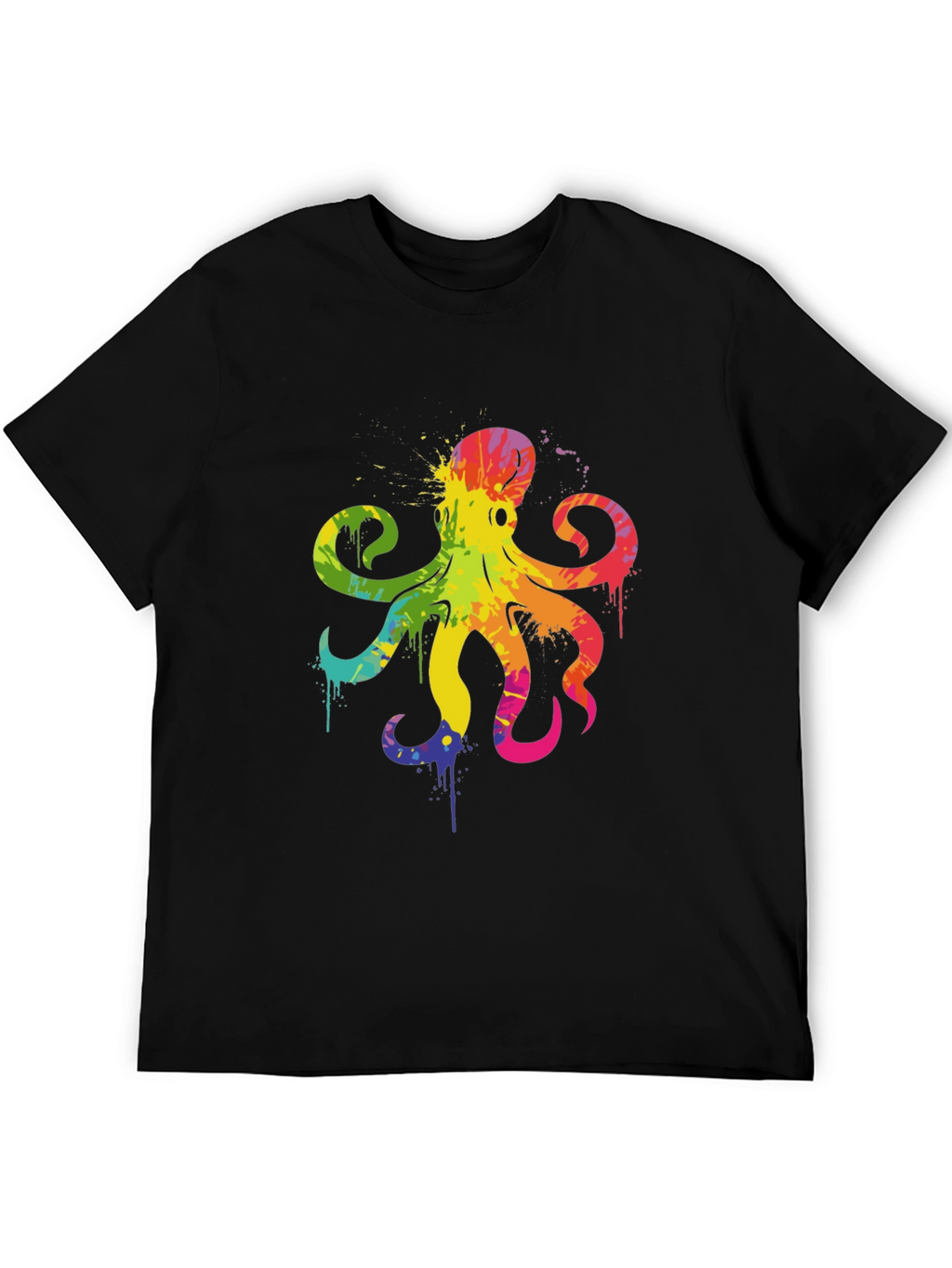 Rainbow Octopus Graphic T-Shirt - Mens Black Tee