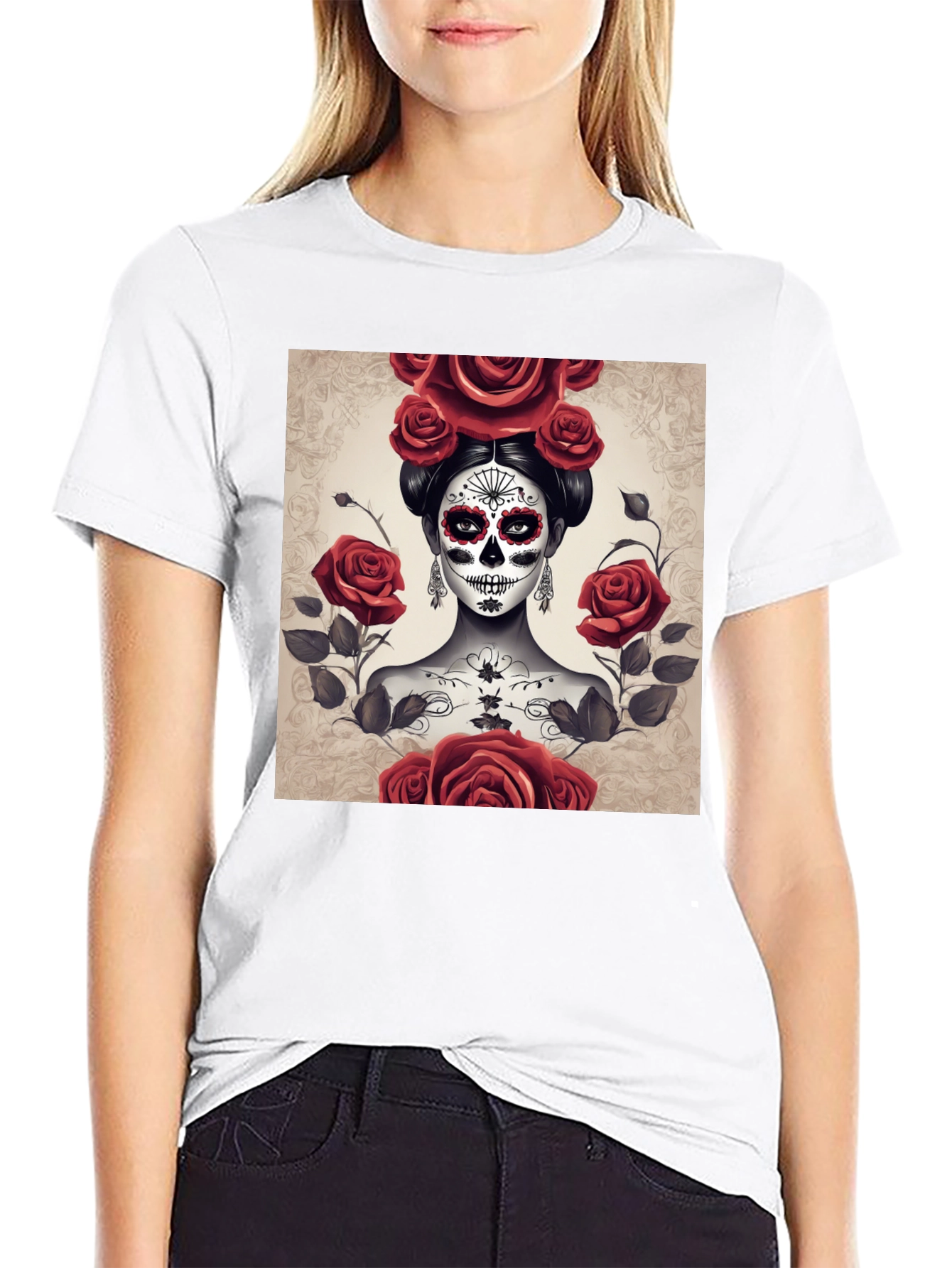 Sugar Skull Rose T-Shirt - Day of the Dead