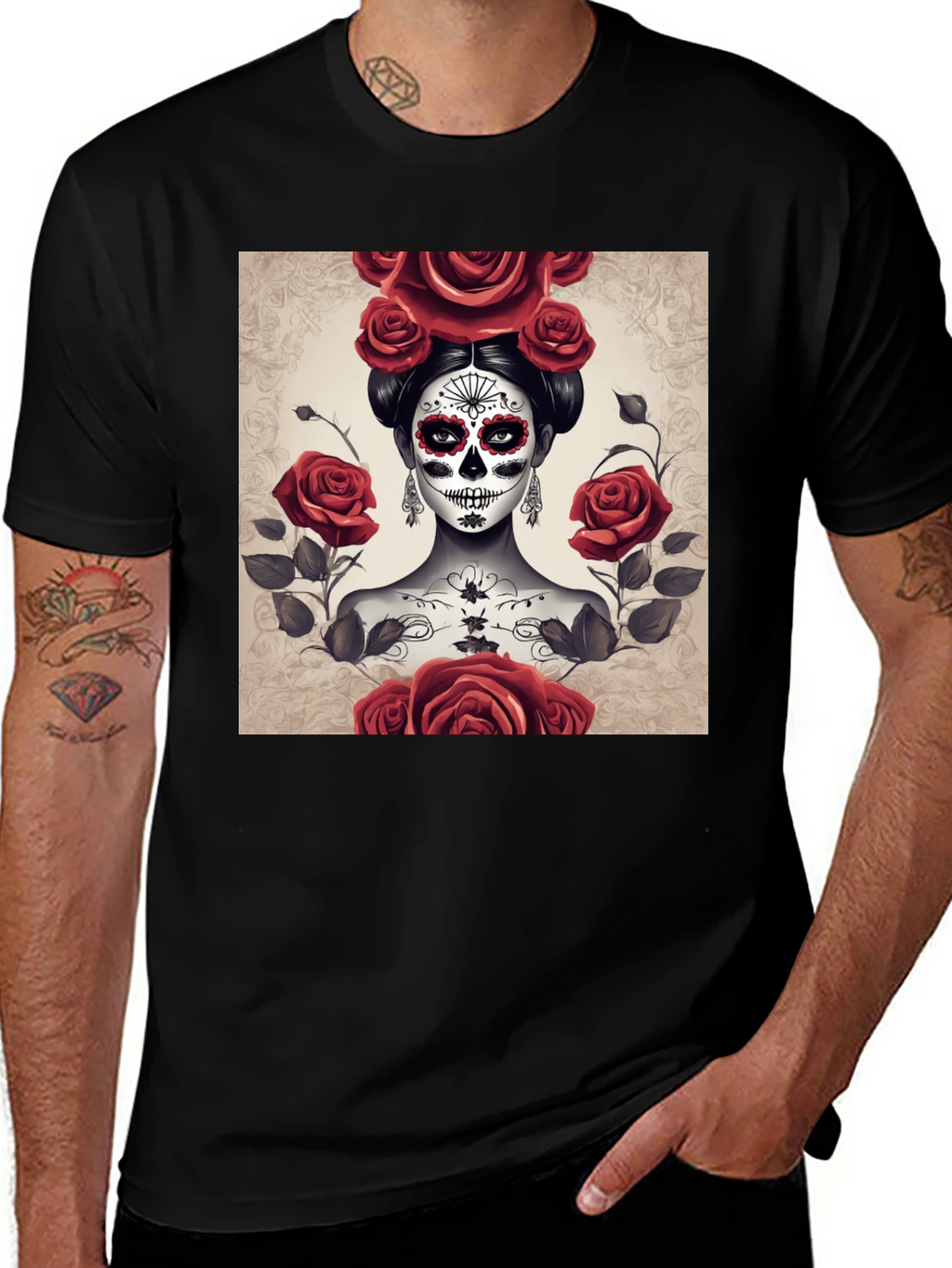 Sugar Skull Rose T-Shirt - Day of the Dead
