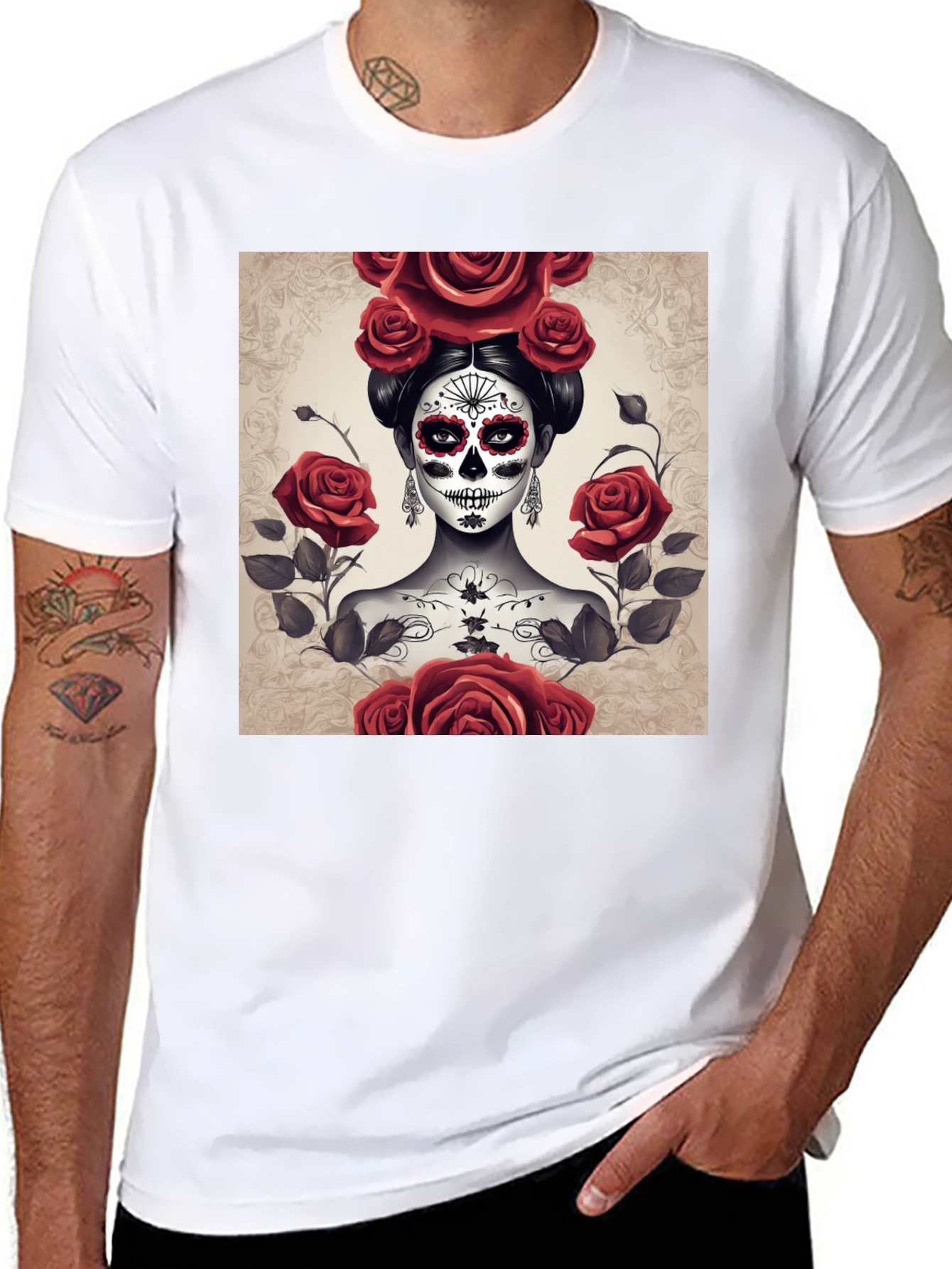 Sugar Skull Rose T-Shirt - Day of the Dead