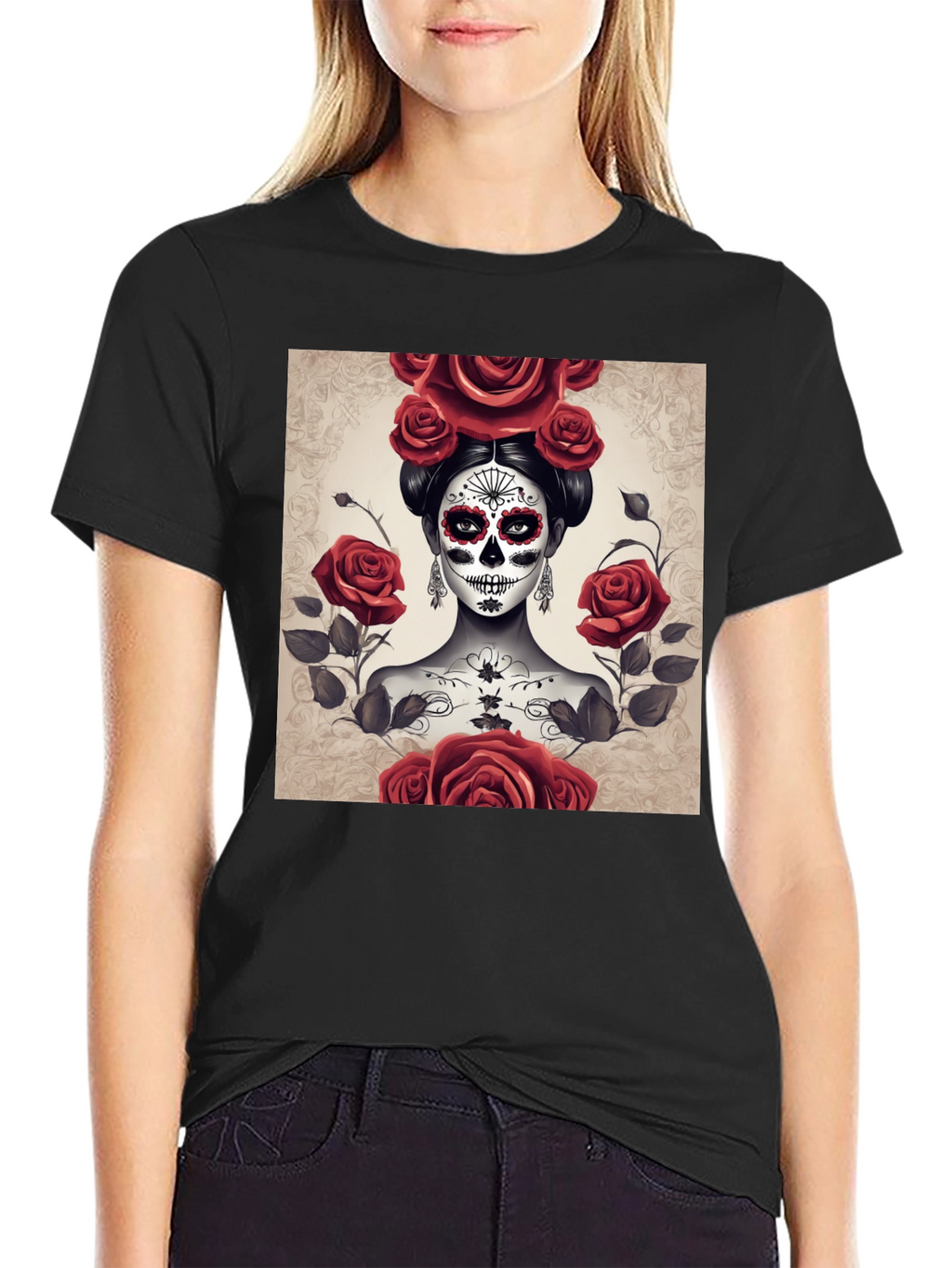 Sugar Skull Rose T-Shirt - Day of the Dead