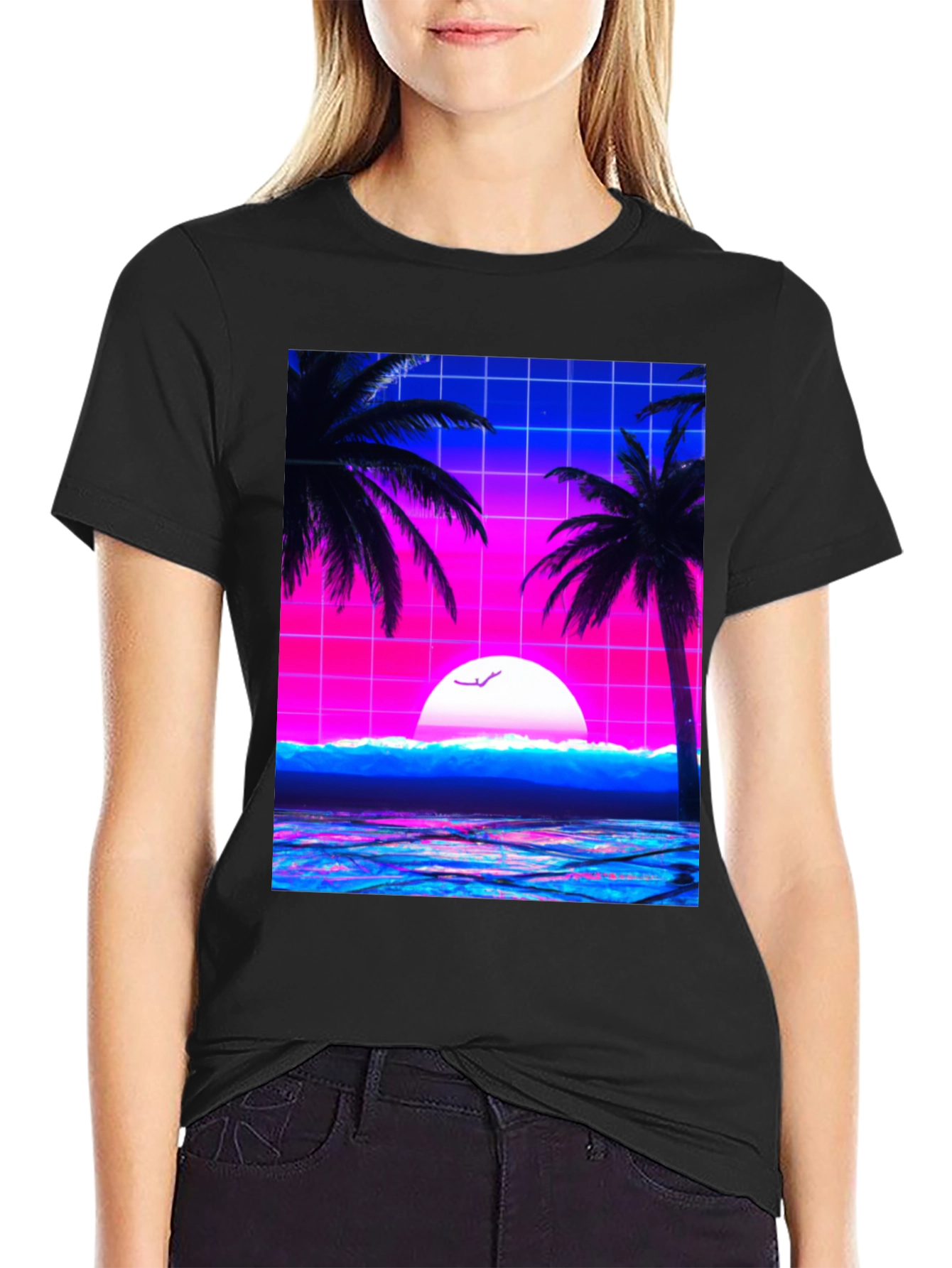 Vaporwave Sunset T-Shirt - Retro Graphic Tee