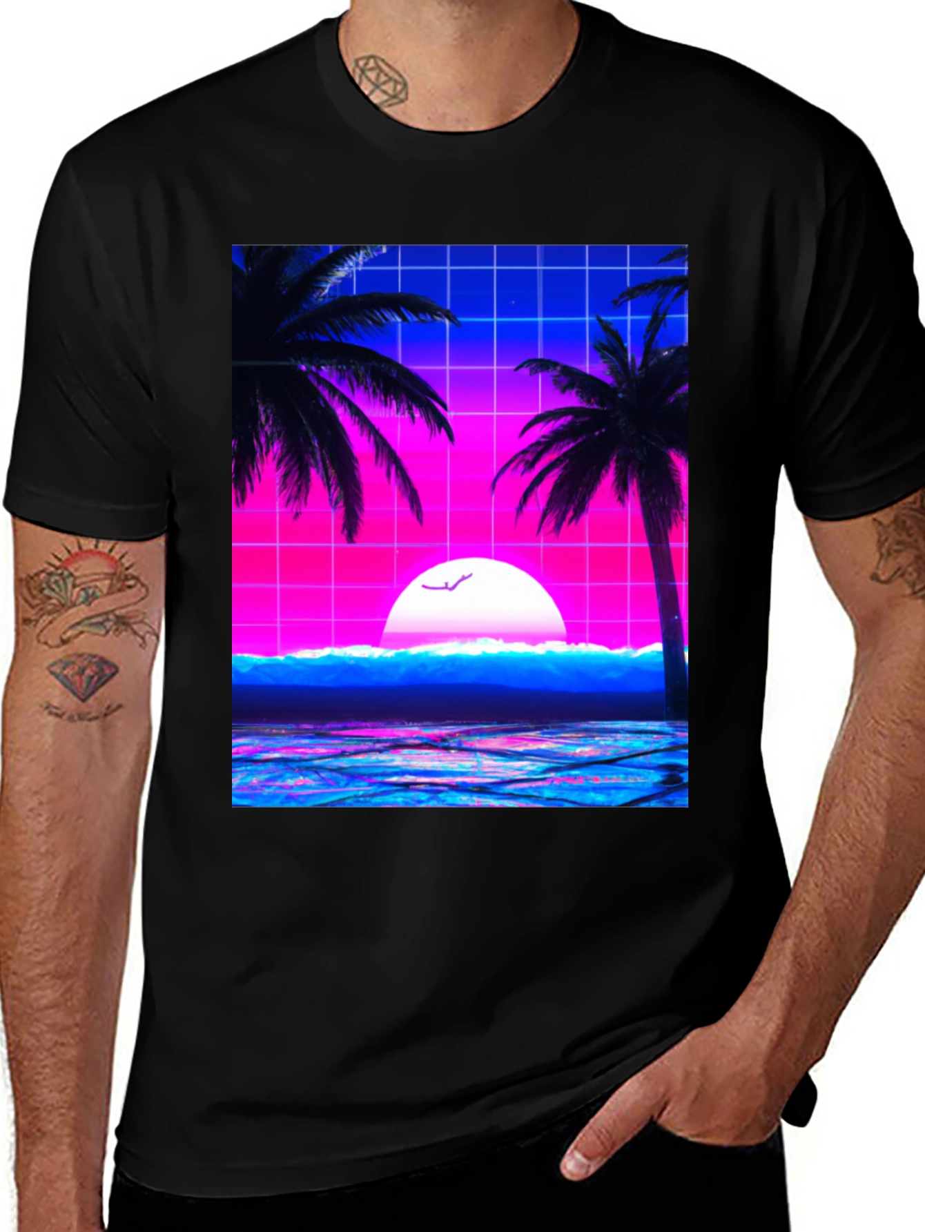 Vaporwave Sunset T-Shirt - Retro Graphic Tee