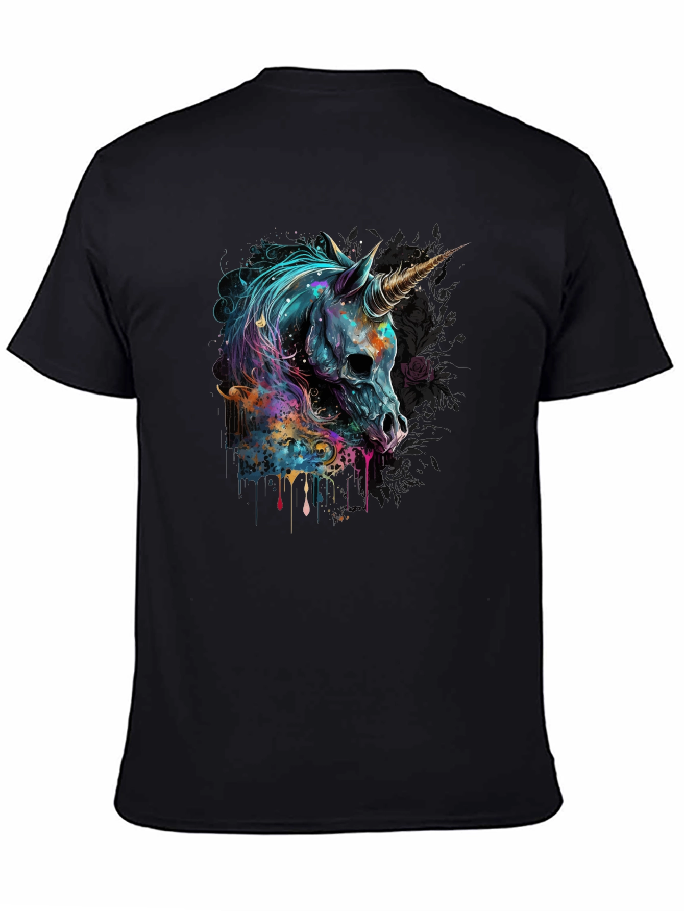 Unicorn Skull Graphic Tee - Edgy Mens T-Shirt