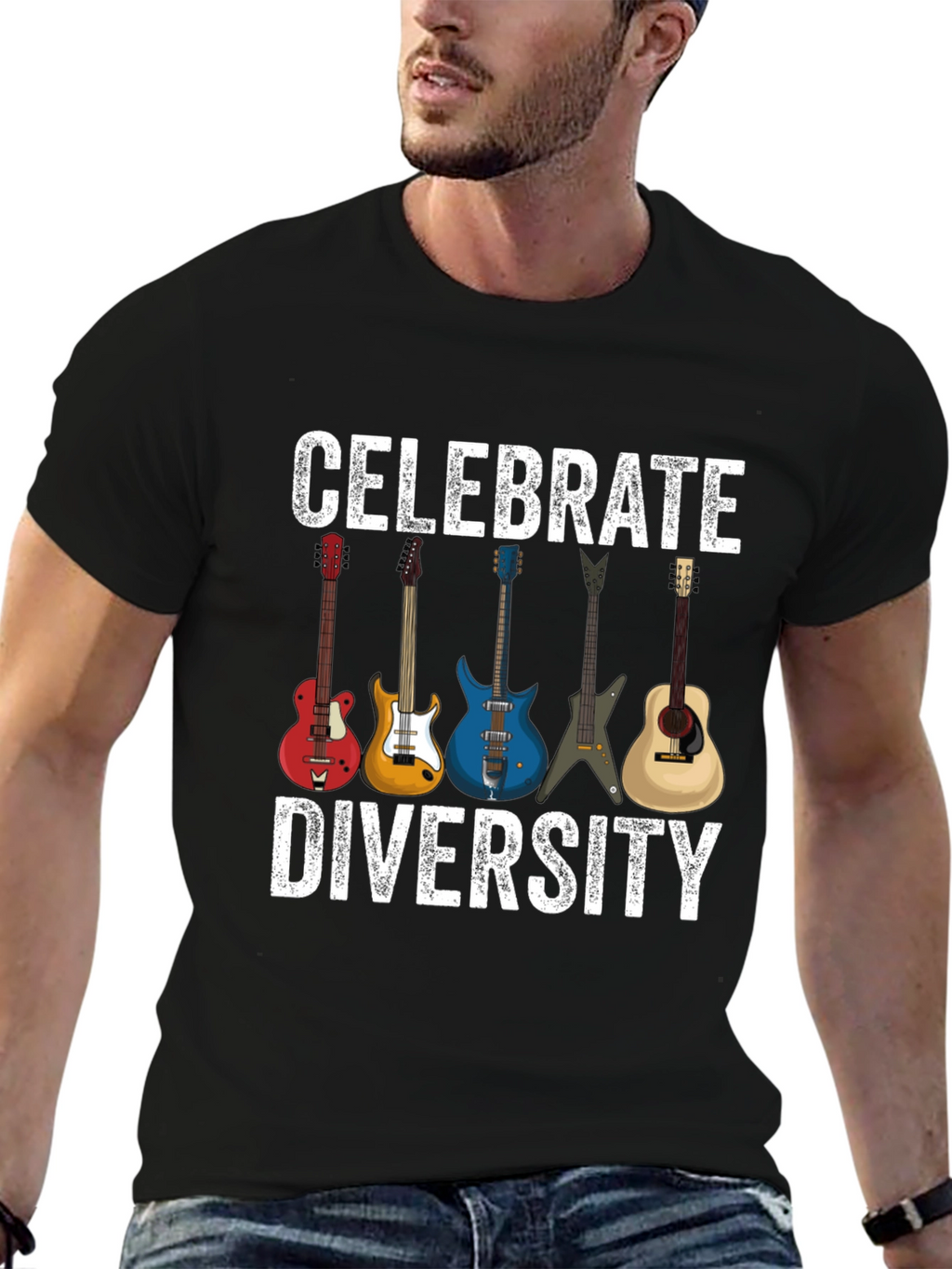 Celebrate Diversity Guitar T-Shirt - Music Lover Tee