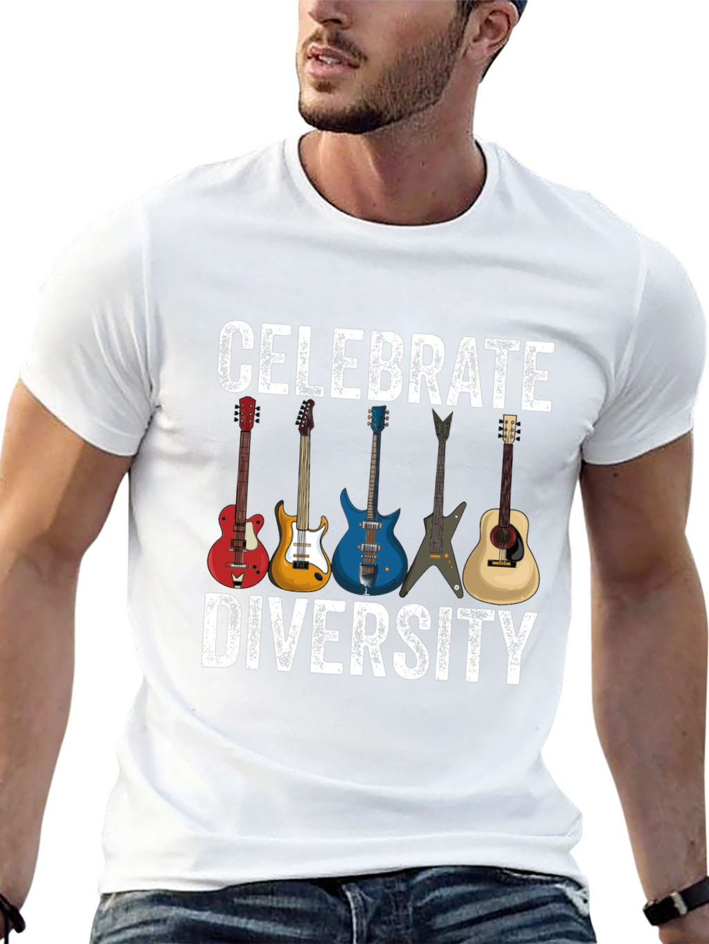 Celebrate Diversity Guitar T-Shirt - Music Lover Tee