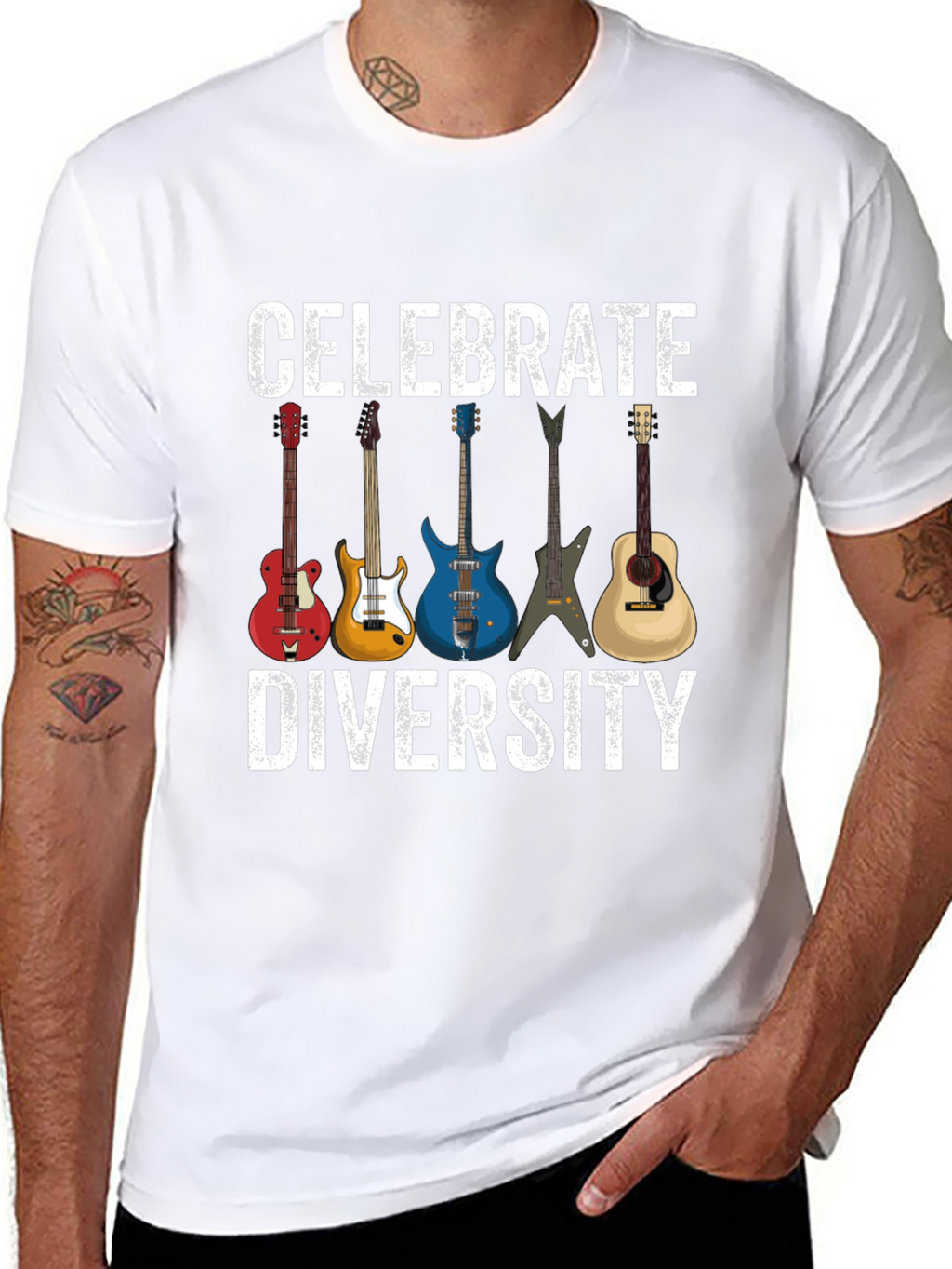 Celebrate Diversity Guitar T-Shirt - Music Lover Tee