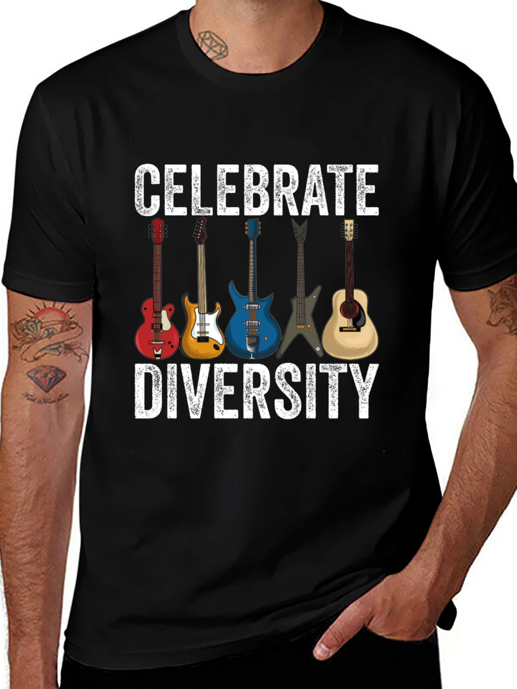 Celebrate Diversity Guitar T-Shirt - Music Lover Tee