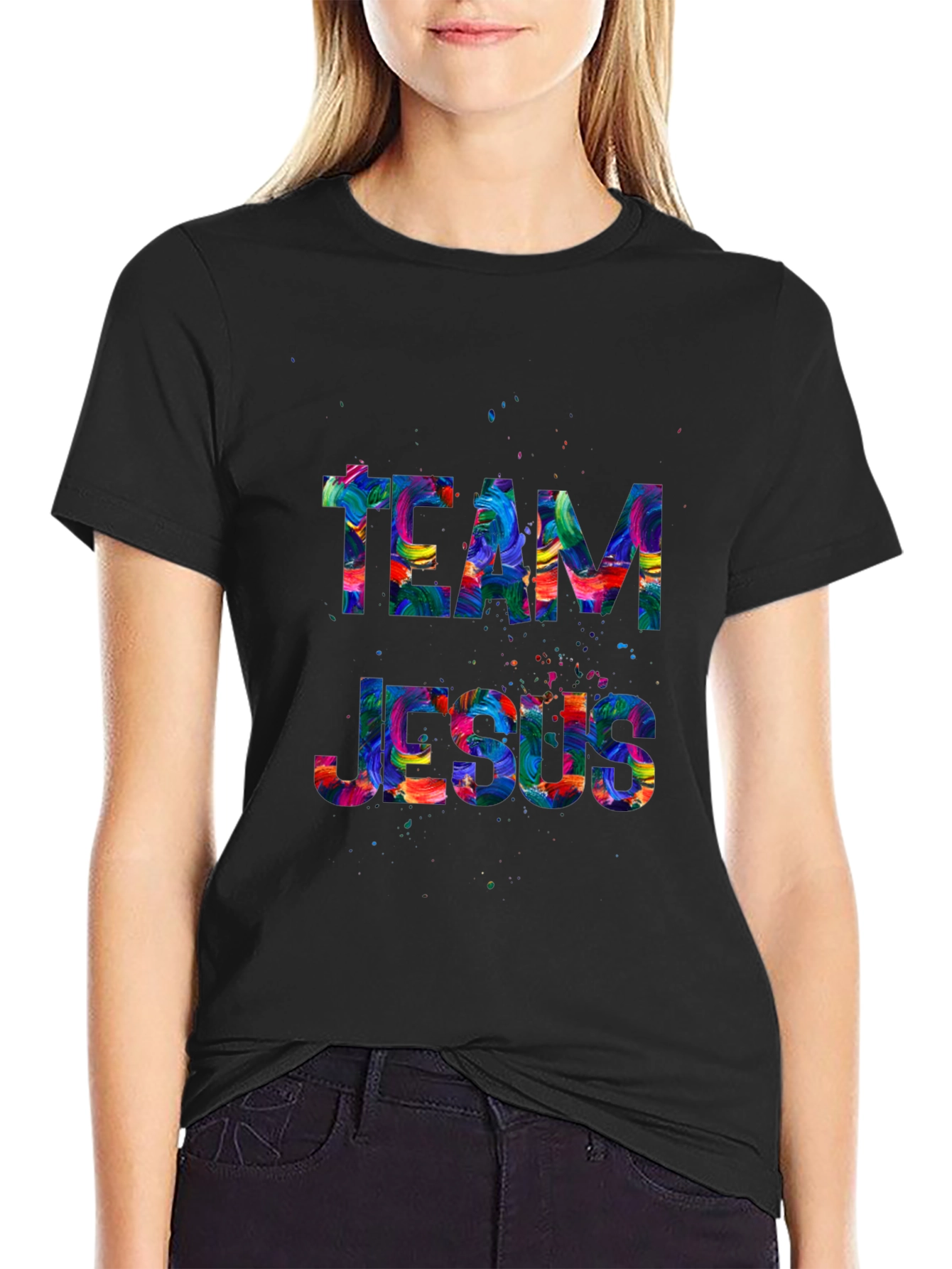 Team Jesus Colorful Graphic T-Shirt