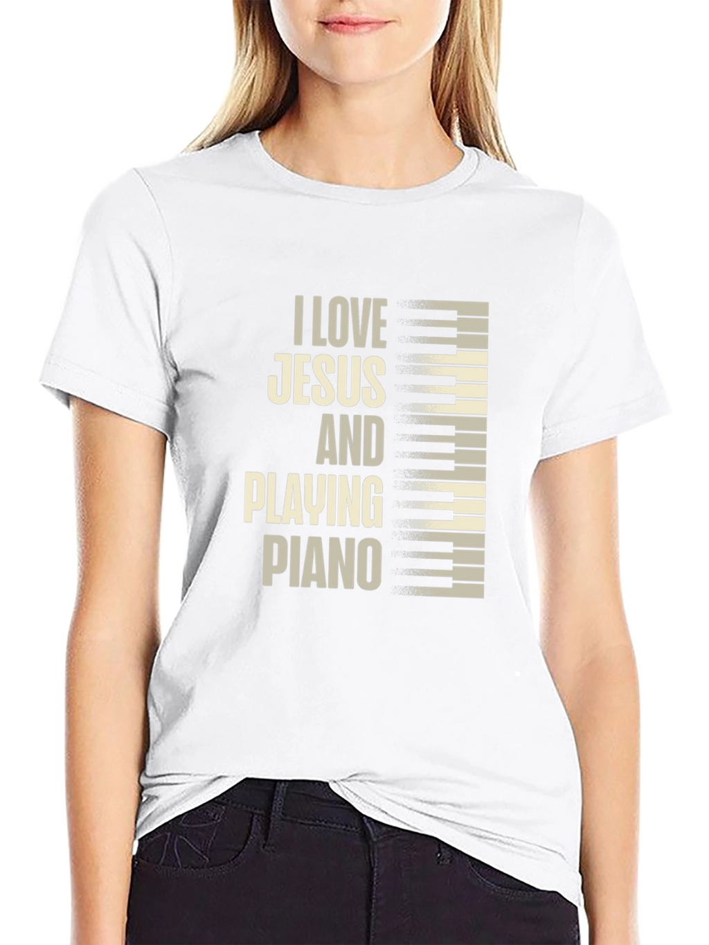 I Love Jesus and Playing Piano Graphic Tee