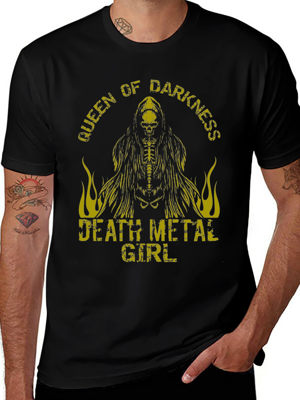 Queen of Darkness Death Metal Girl Graphic Tee