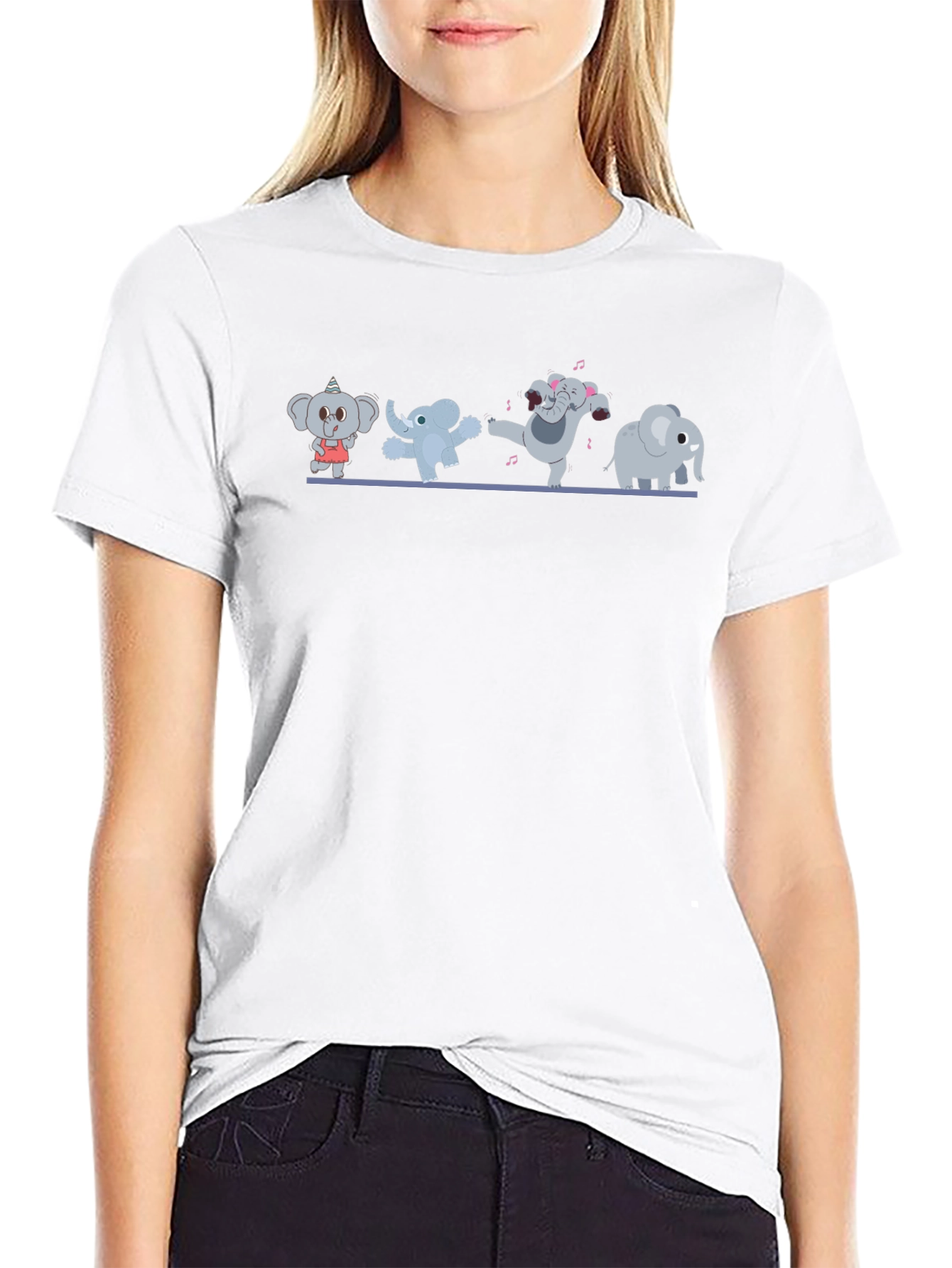 Dancing Elephants Black T-Shirt