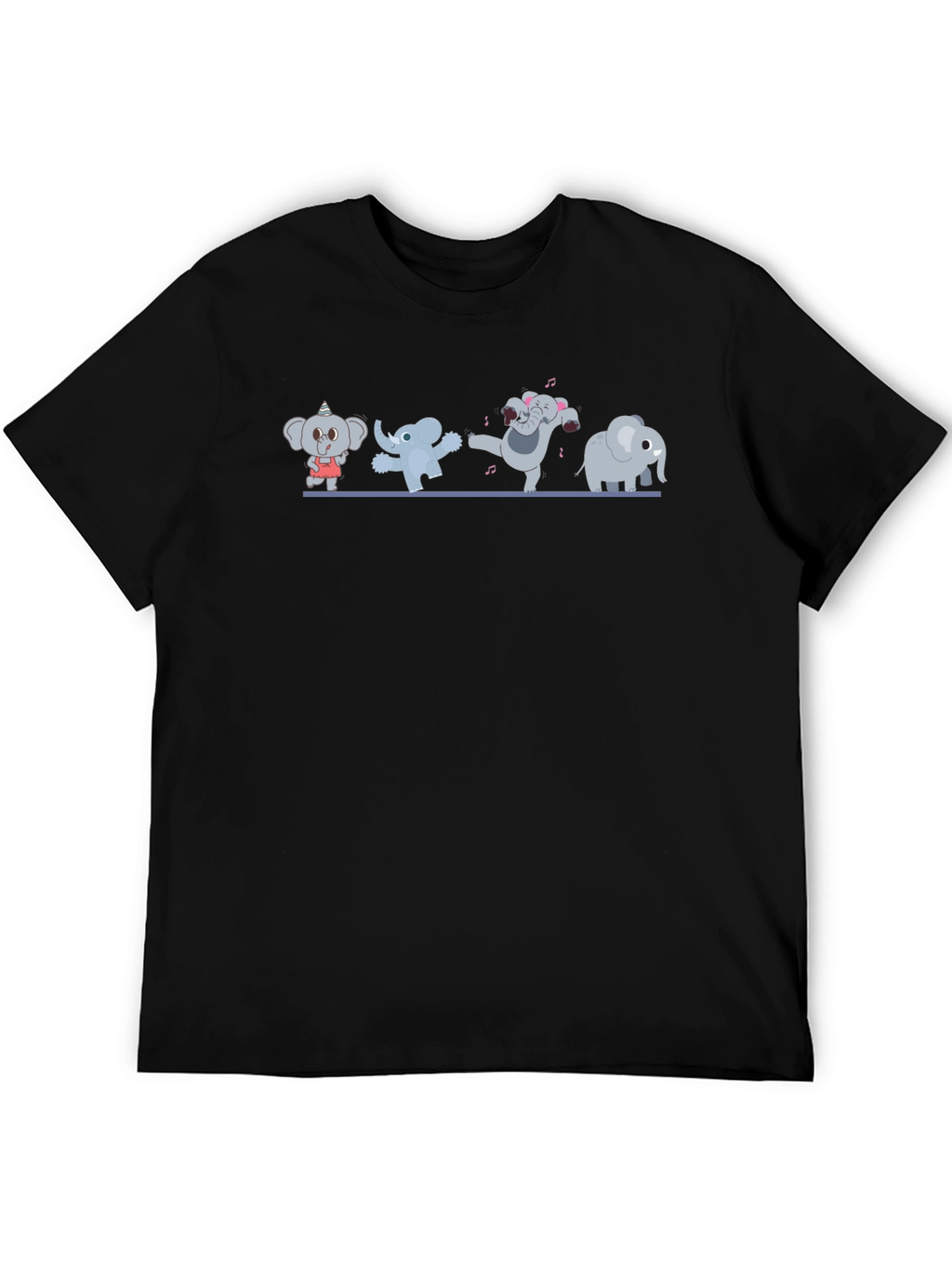 Dancing Elephants Black T-Shirt