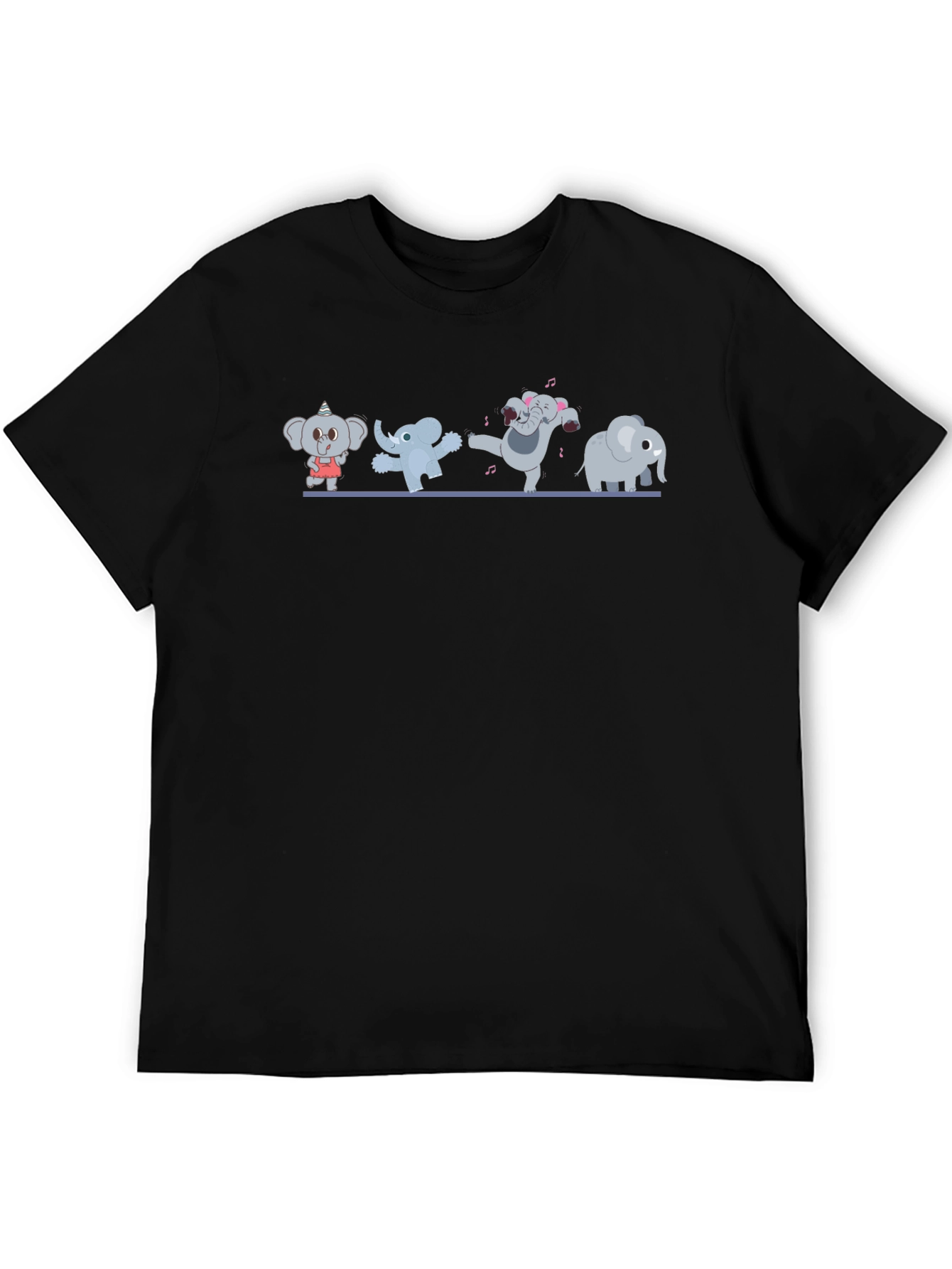 Dancing Elephants Black T-Shirt