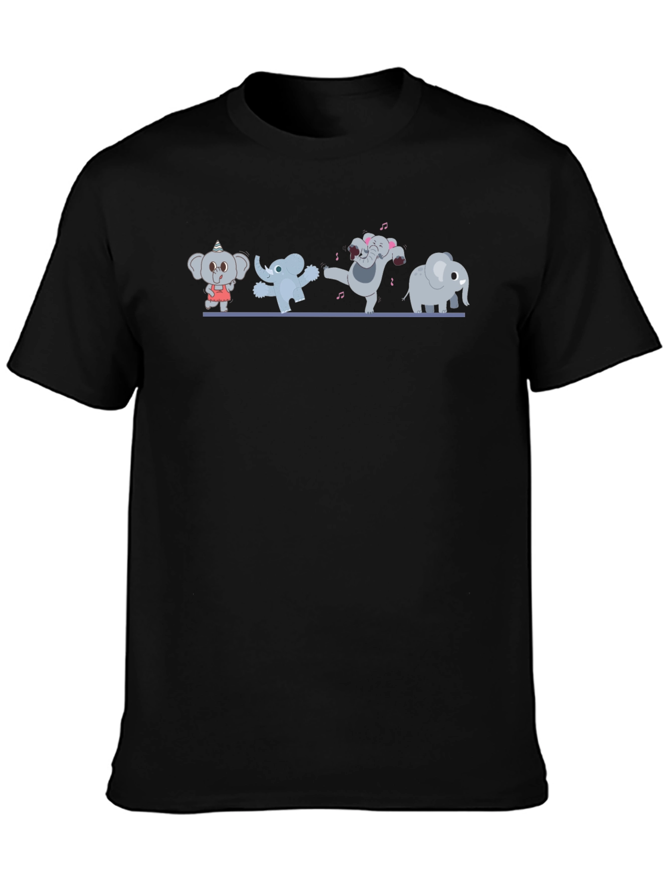 Dancing Elephants Black T-Shirt