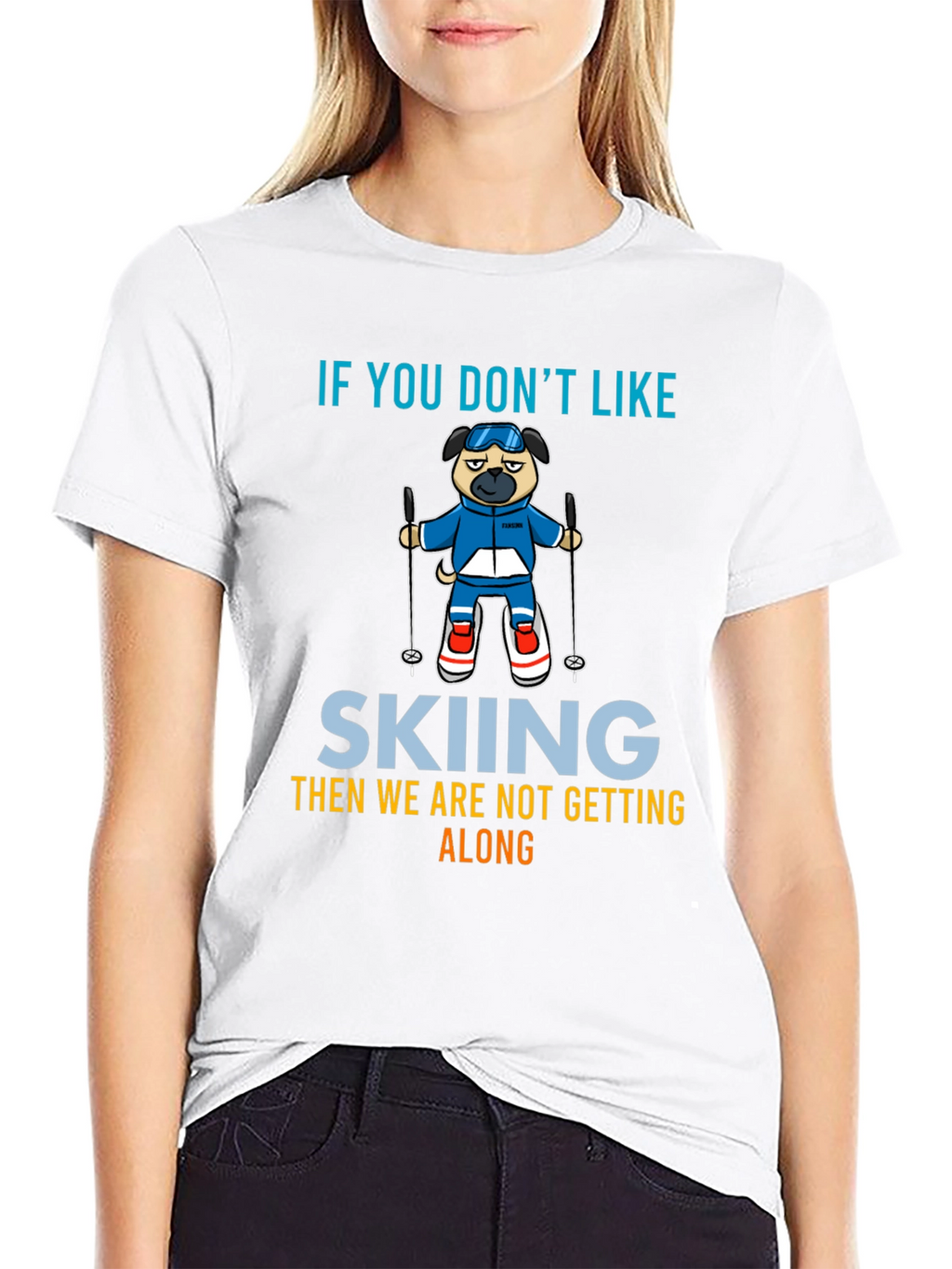 Skiing Pug Graphic Tee