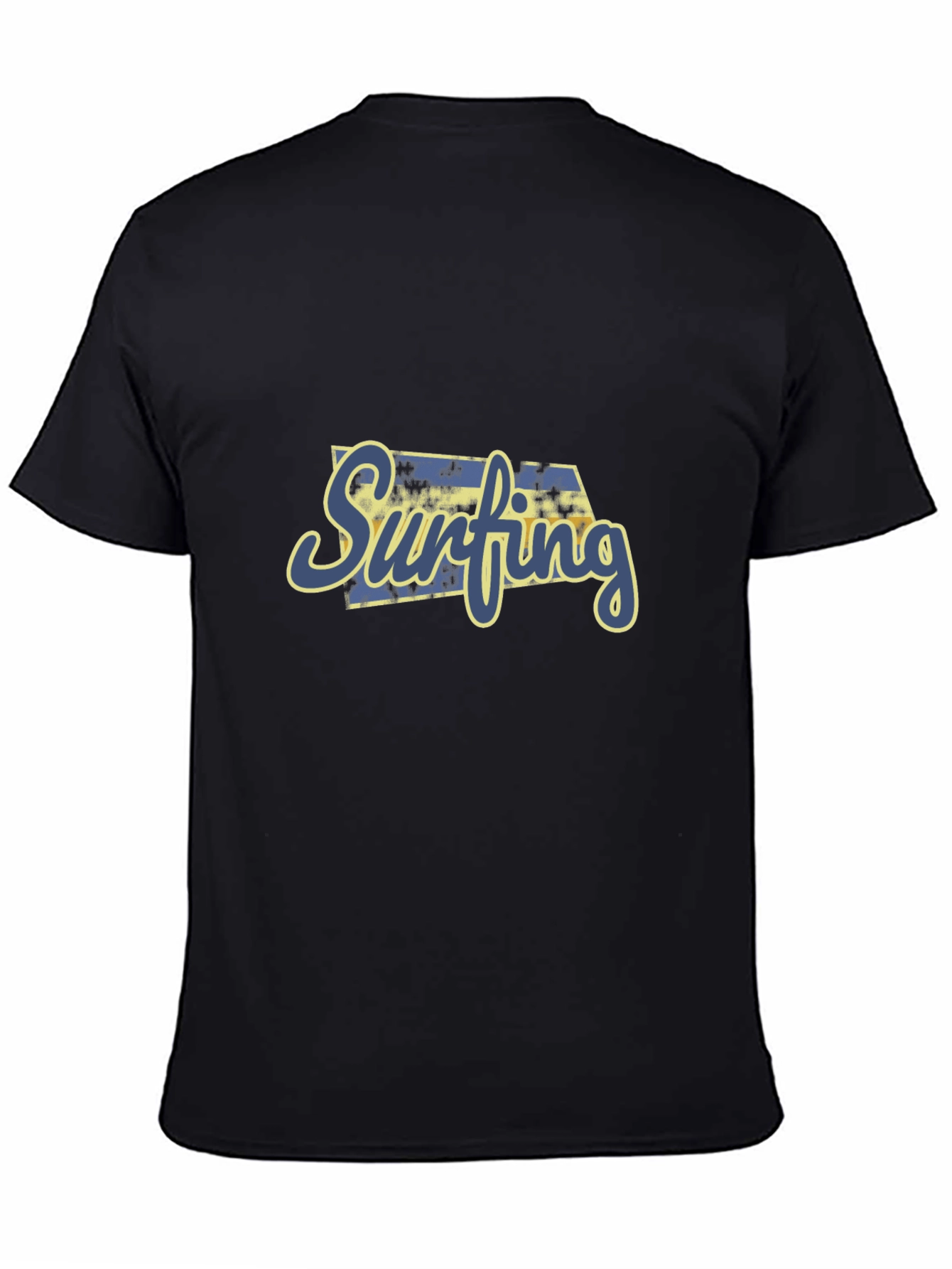 Surfing Graphic Print Black T-Shirt