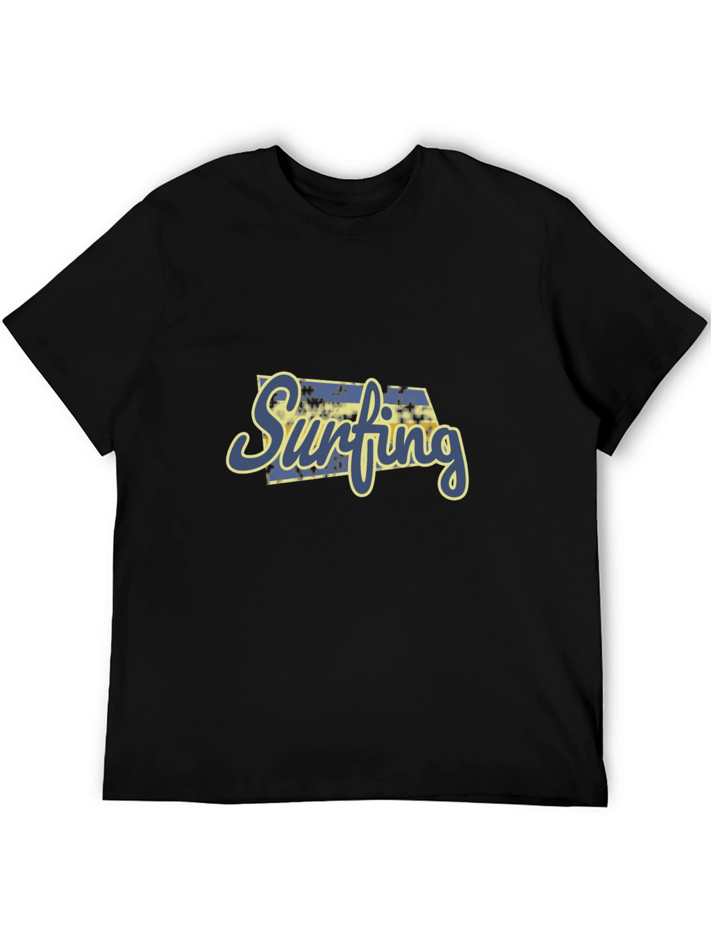 Surfing Graphic Print Black T-Shirt