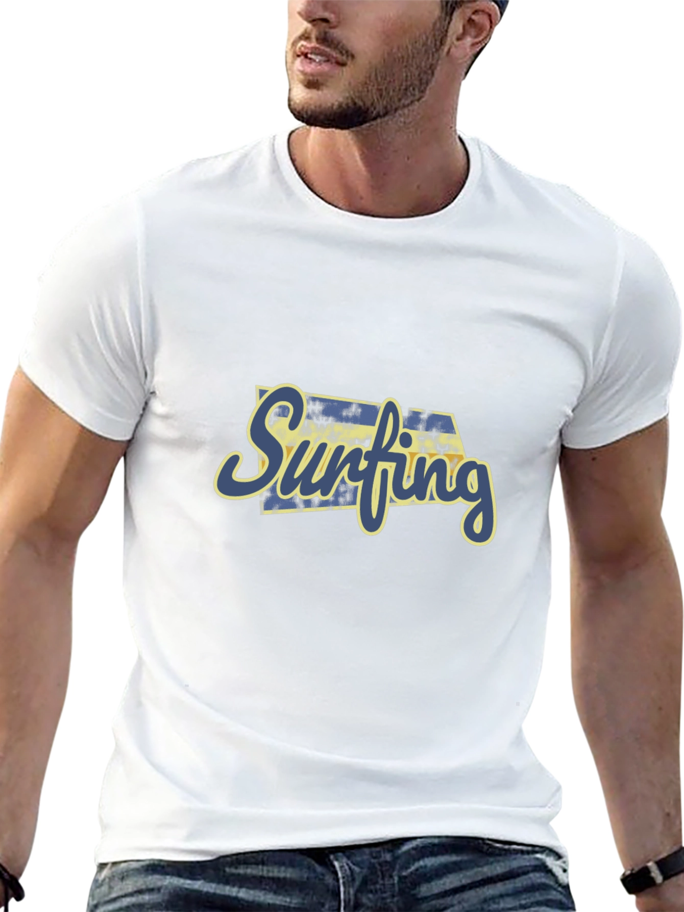 Surfing Graphic Print Black T-Shirt