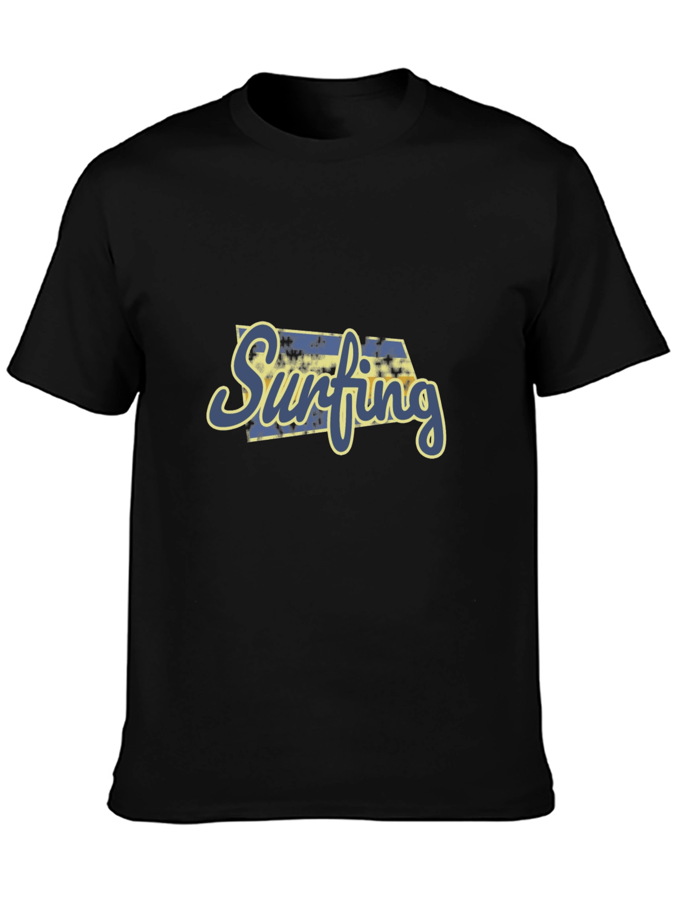 Surfing Graphic Print Black T-Shirt