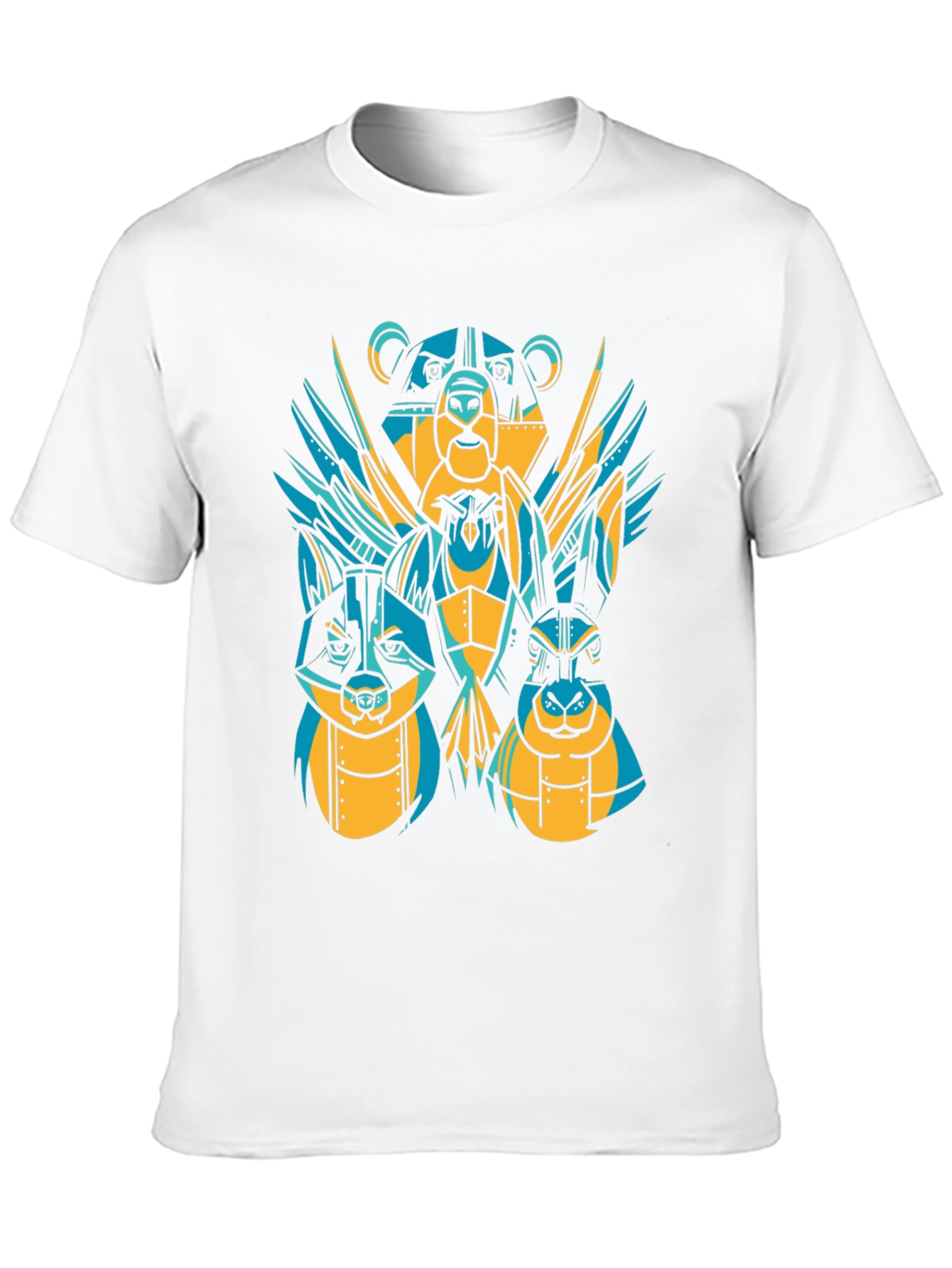 Geometric Animal T-Shirt: Bear Rabbit Owl Design