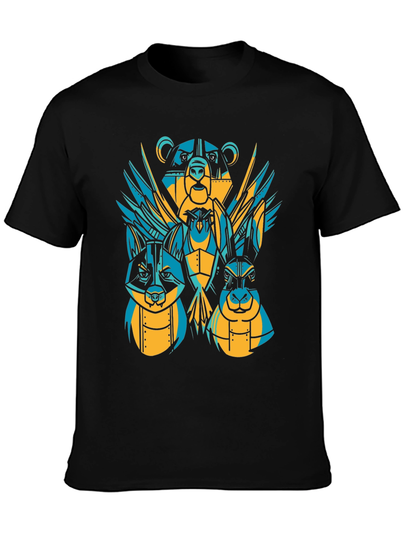 Geometric Animal T-Shirt: Bear Rabbit Owl Design