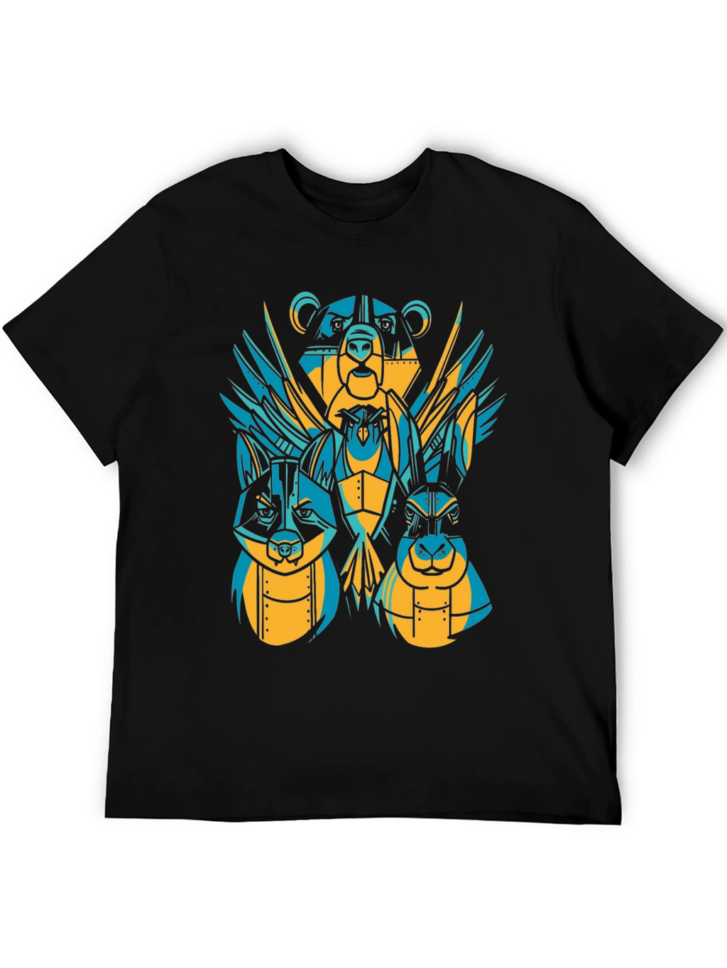 Geometric Animal T-Shirt: Bear Rabbit Owl Design