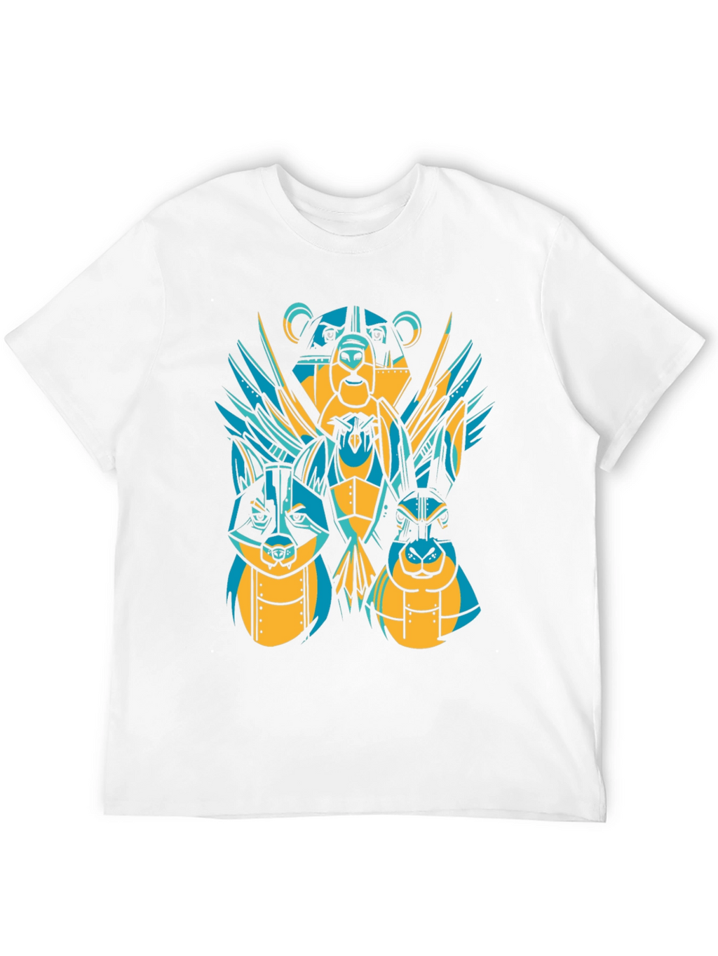 Geometric Animal T-Shirt: Bear Rabbit Owl Design