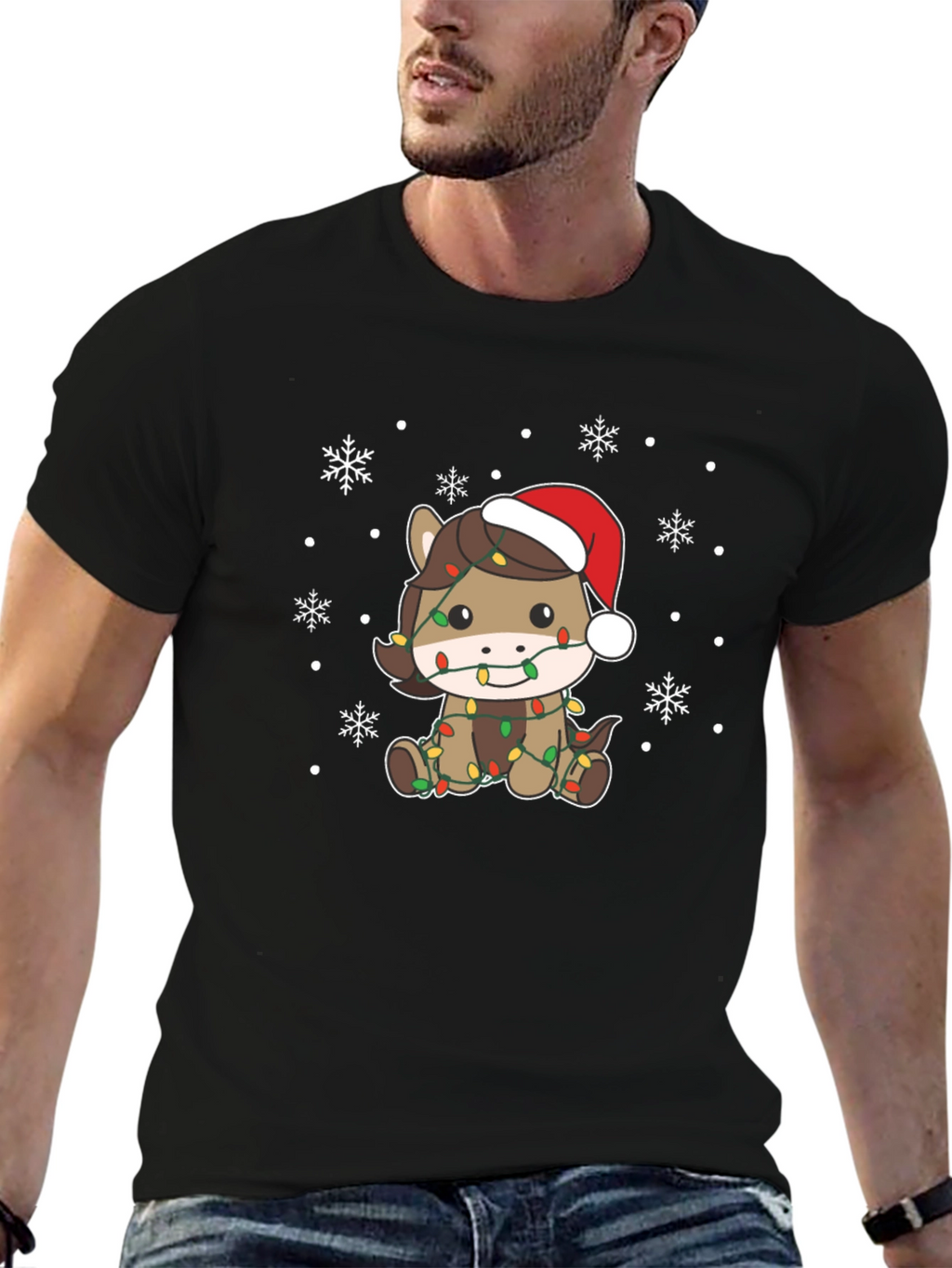 Festive Horse Christmas Lights T-Shirt