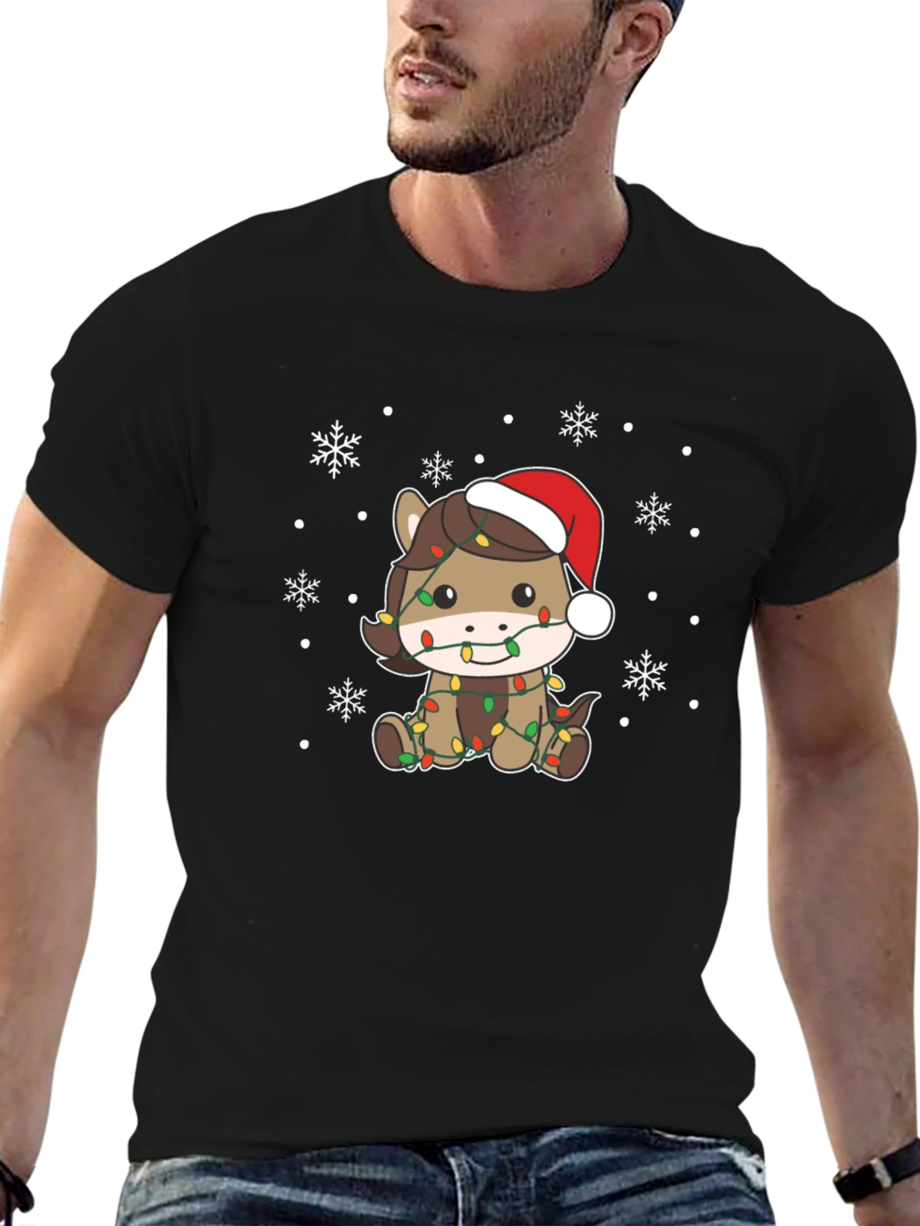 Festive Horse Christmas Lights T-Shirt