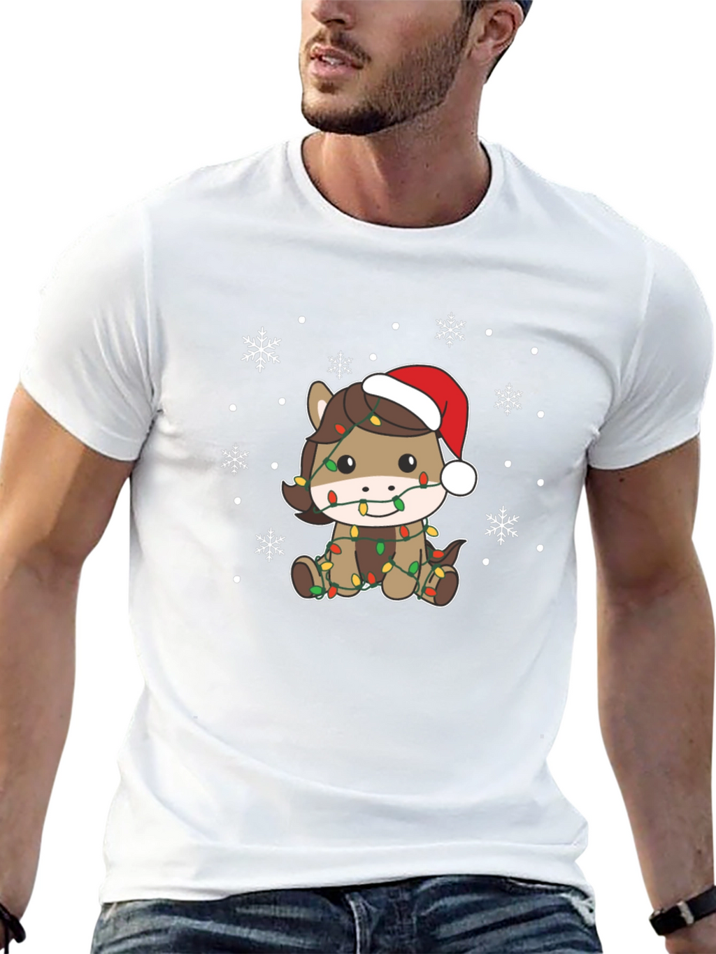 Festive Horse Christmas Lights T-Shirt