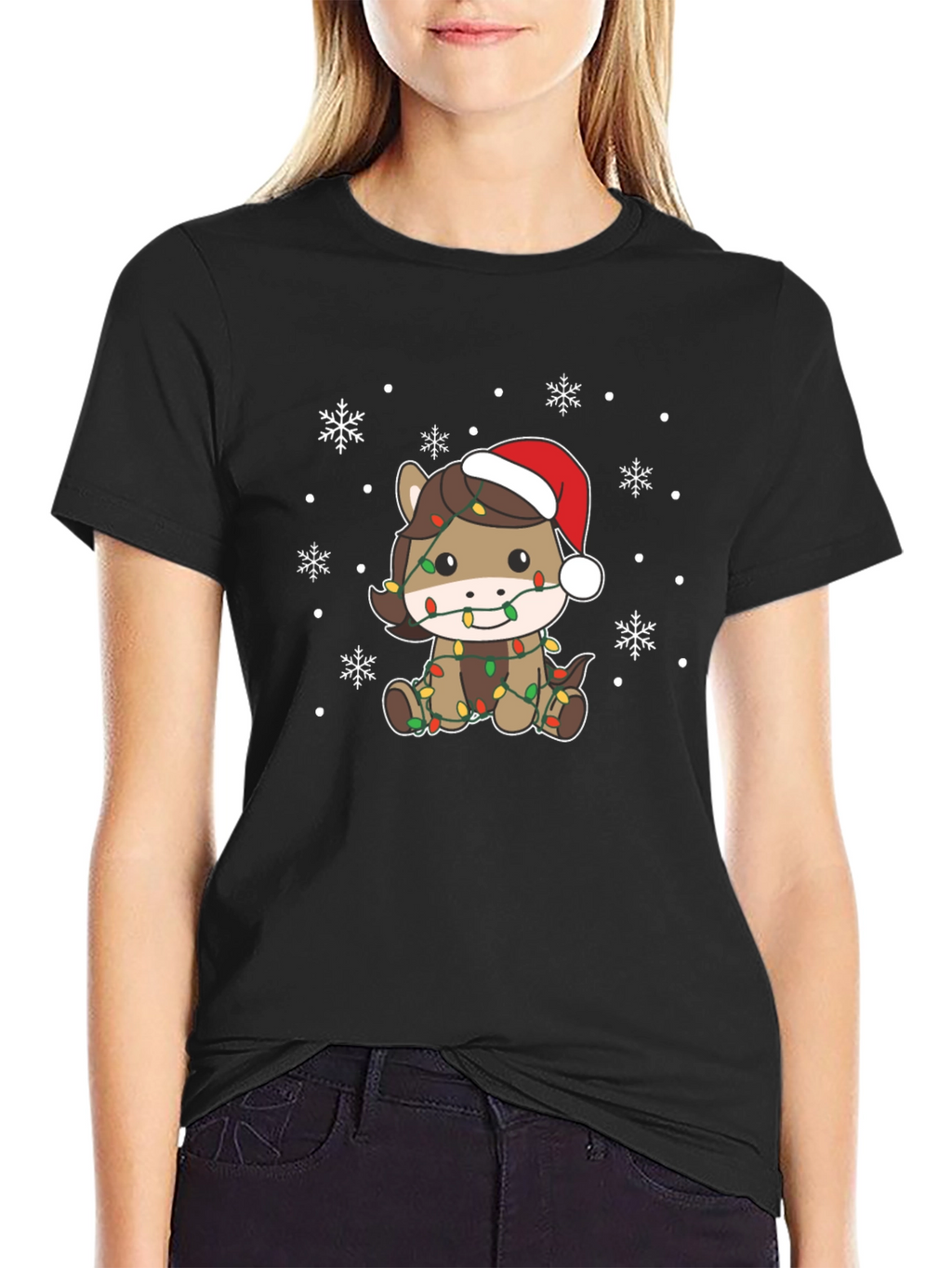 Festive Horse Christmas Lights T-Shirt
