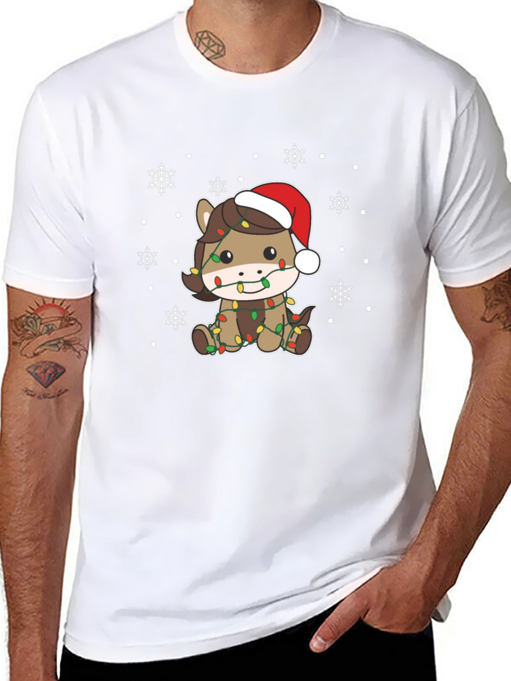 Festive Horse Christmas Lights T-Shirt