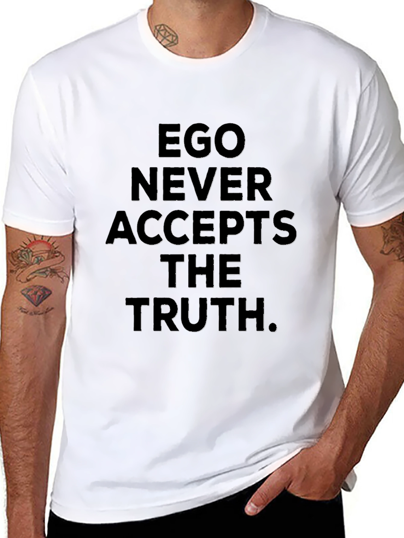 Ego Truth Graphic Tee - Black Crew Neck T-Shirt