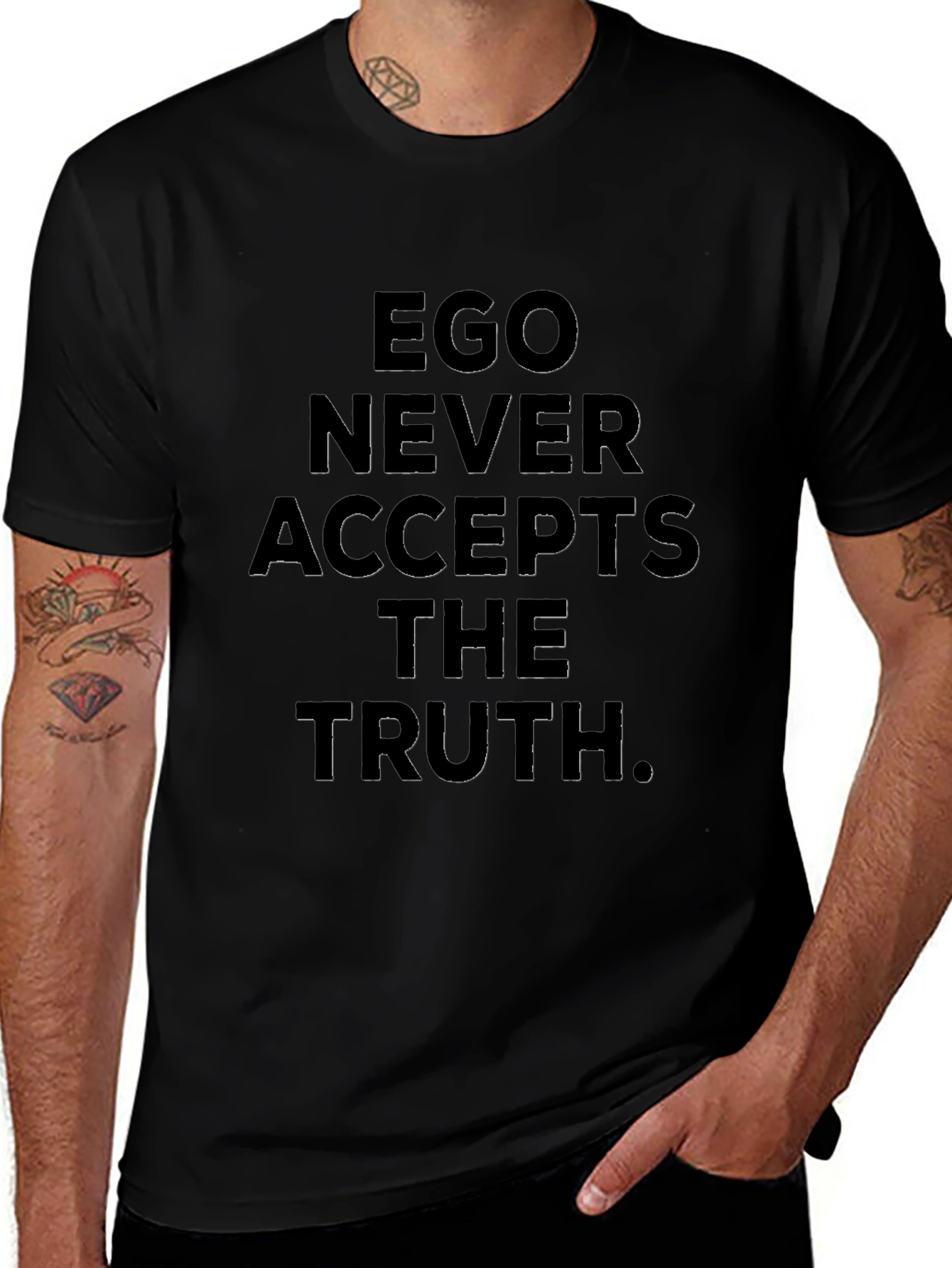 Ego Truth Graphic Tee - Black Crew Neck T-Shirt