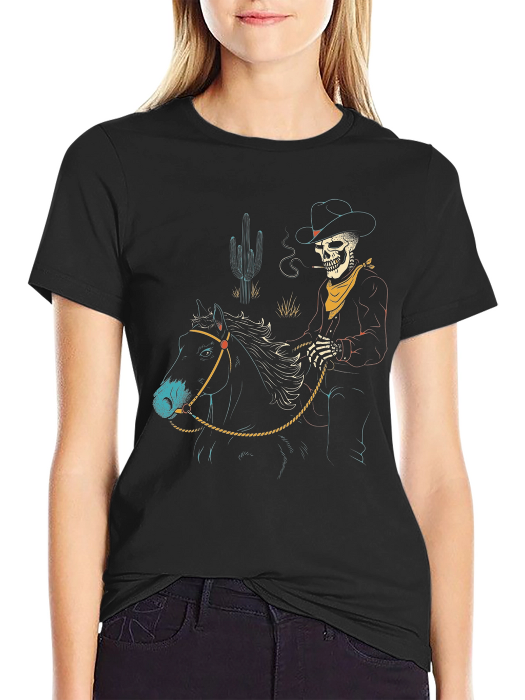 Skeleton Cowboy Graphic Tee - Black