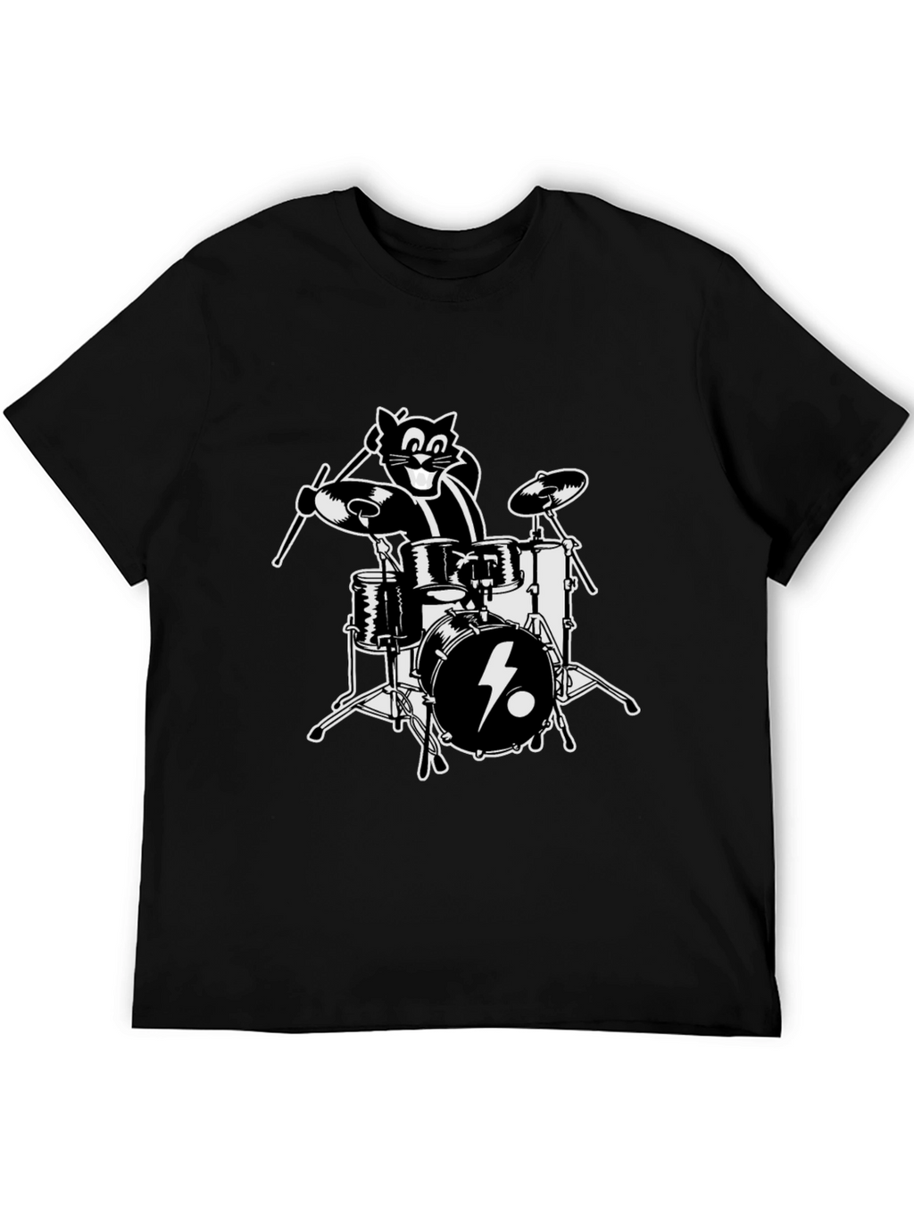 Cool Cat Drummer Graphic T-Shirt
