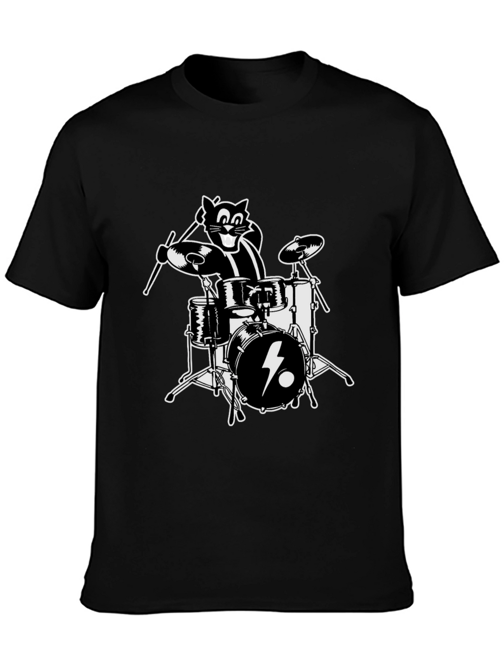 Cool Cat Drummer Graphic T-Shirt
