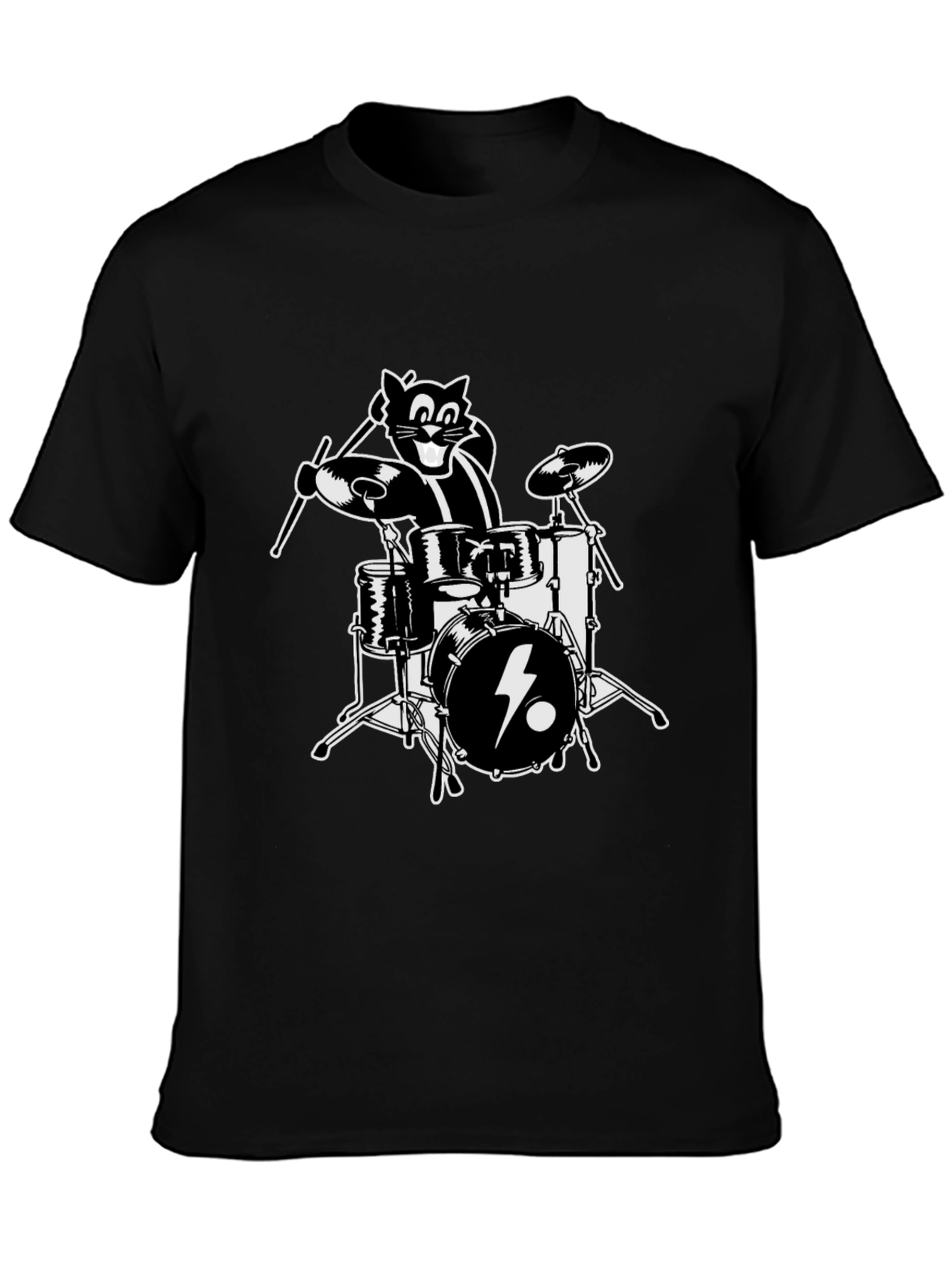 Cool Cat Drummer Graphic T-Shirt