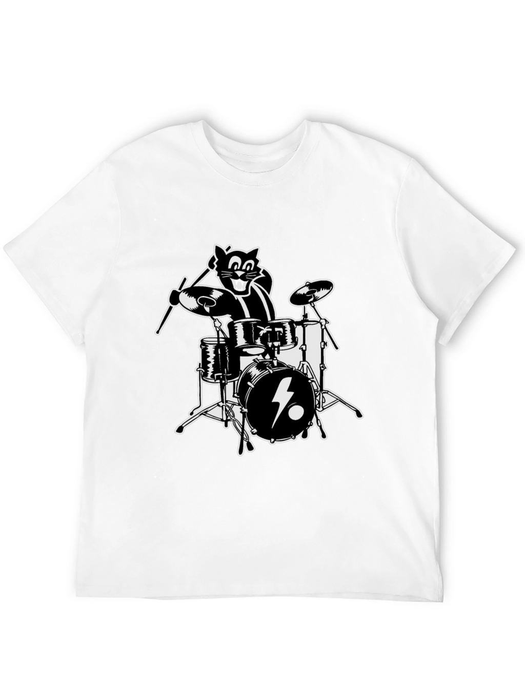 Cool Cat Drummer Graphic T-Shirt
