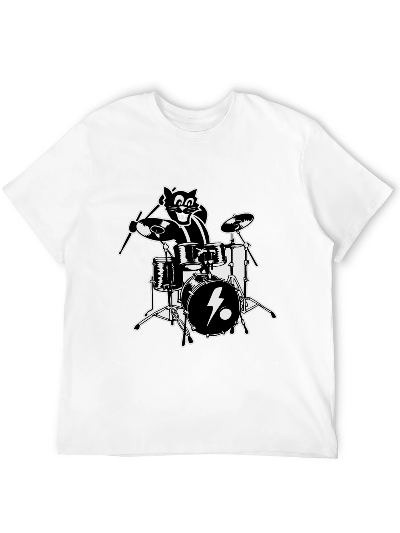 Cool Cat Drummer Graphic T-Shirt